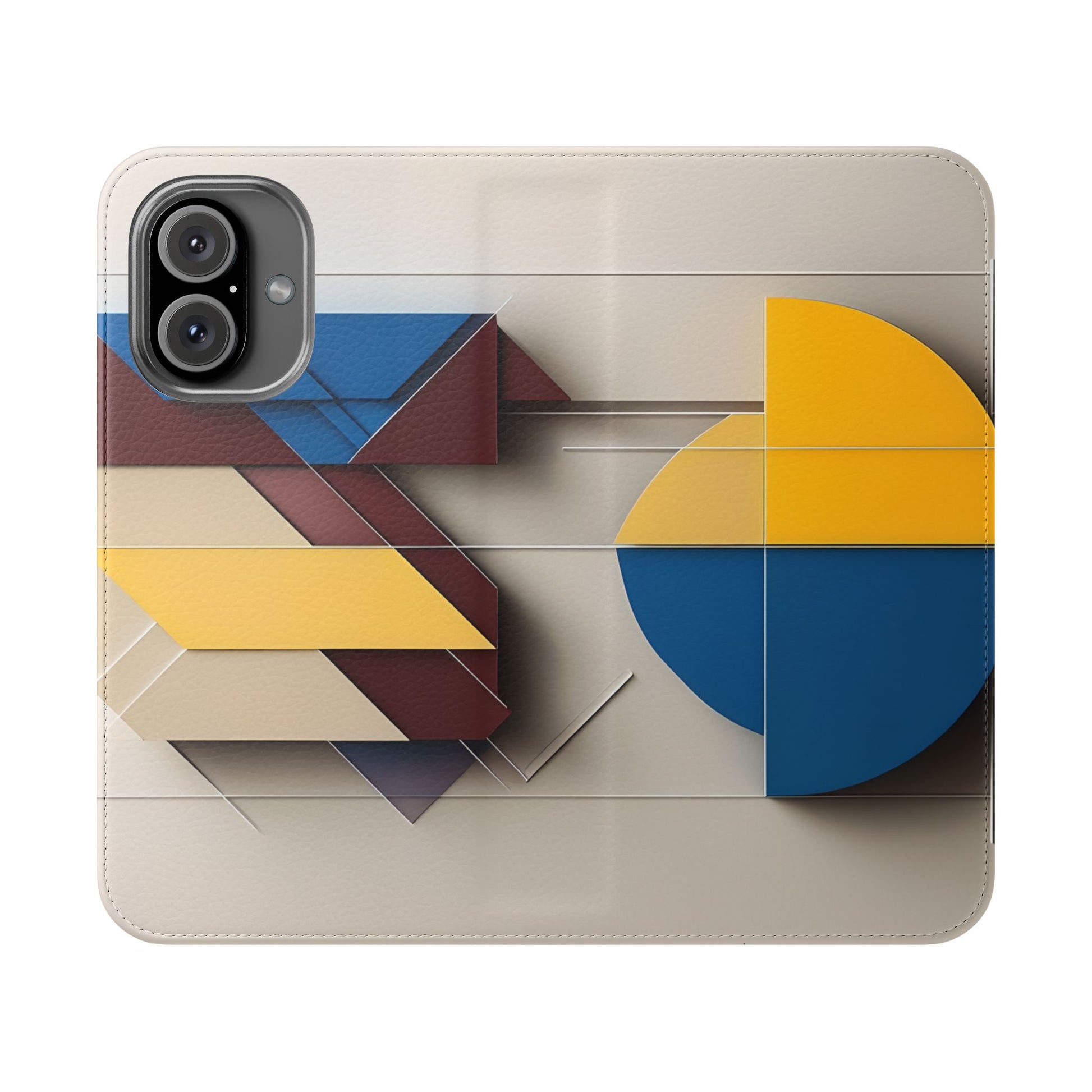 Chromatic Construct Wallet Phone Case - Modern Primary Color Design - Flip Cover for iPhone 16