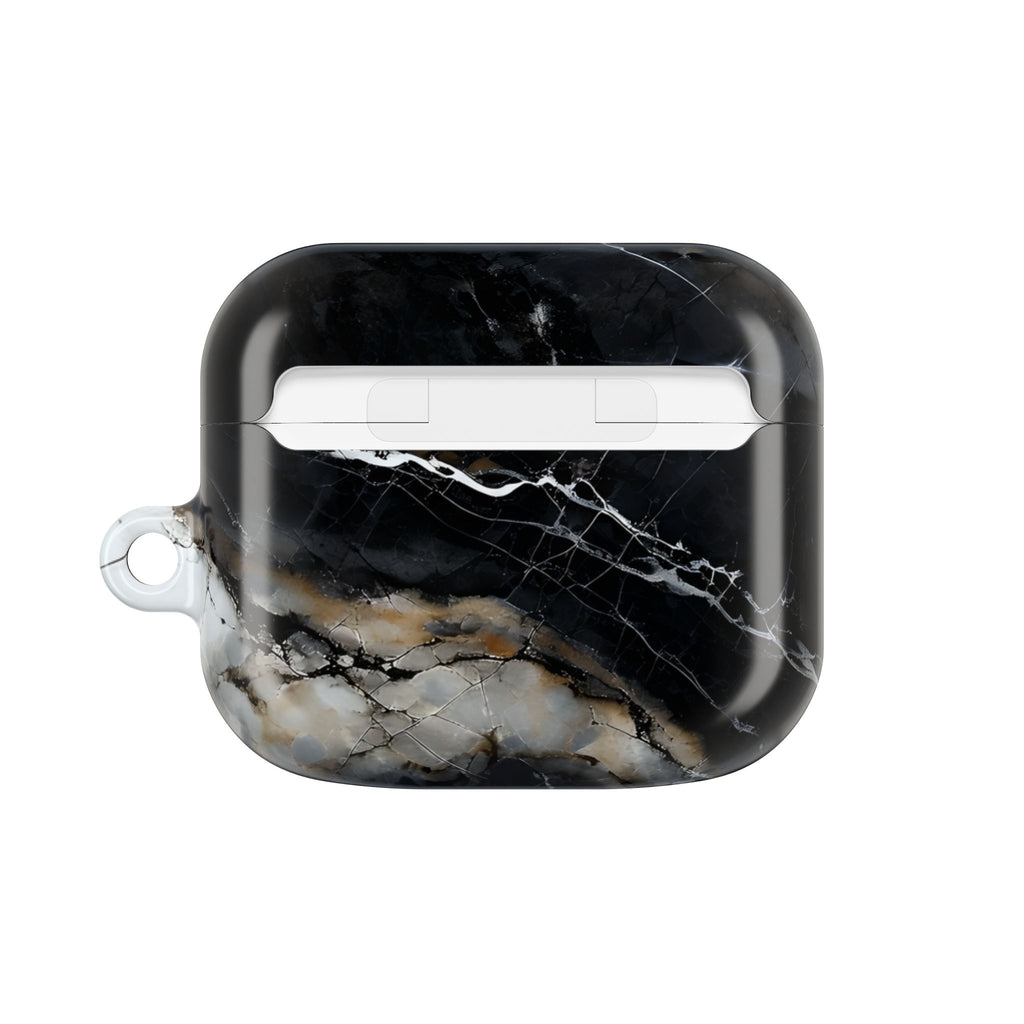 Obsidian Vein AirPod Case - Black Marble Earbud Cover for Gen 1, 2, 3, Pro Gen 1 & 2