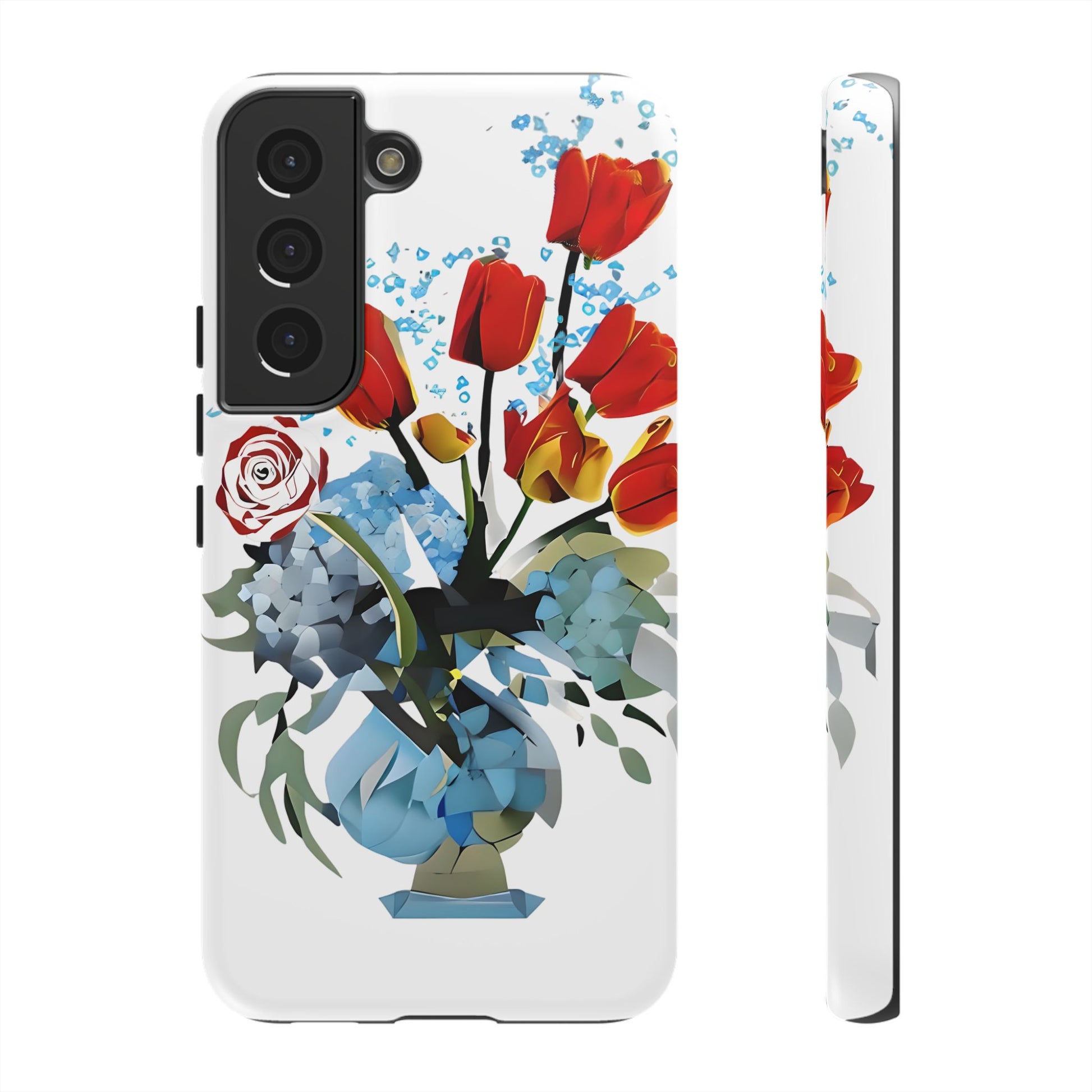 Bouquet Brilliance - Artistic Floral Samsung S22 Phone Case - Vibrant Tulip, Rose & Hydrangea Design