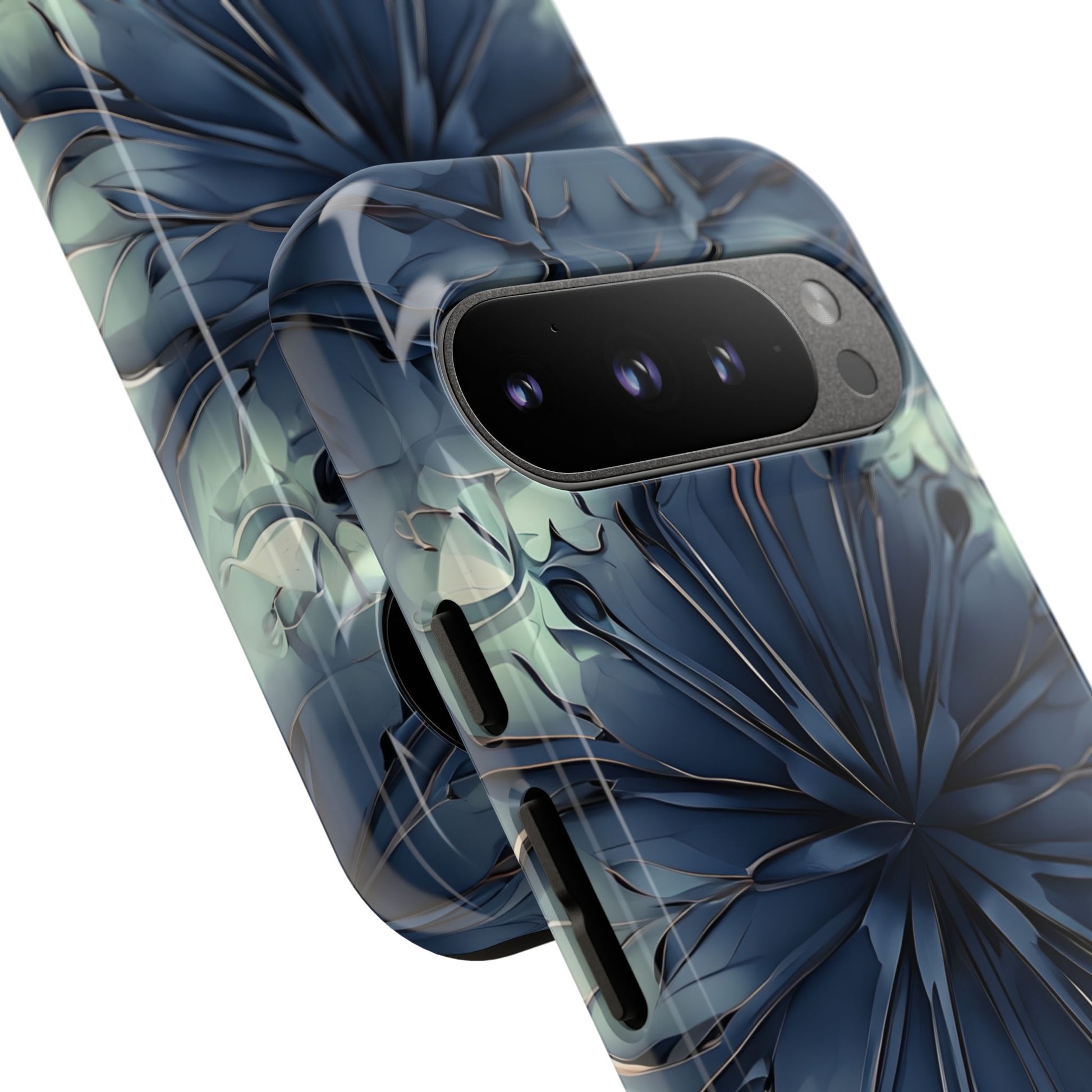 Indigo Mosaic - Artistic Kaleidoscope Collection Artistic Floral - Google Pixel 9 Pro Tough Phone Case - Bold Blue Symmetrical Design