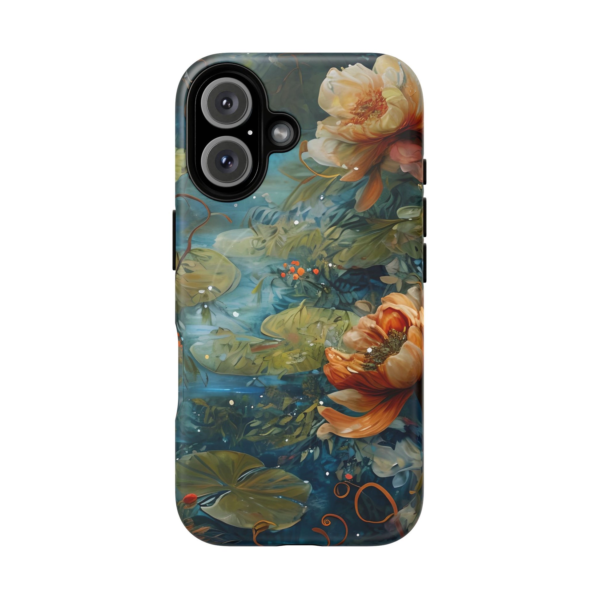 Waterlily Nocturne iPhone 16 Case - Artistic Tough Cover - MagSafe Compatible - Premium Drop Protection