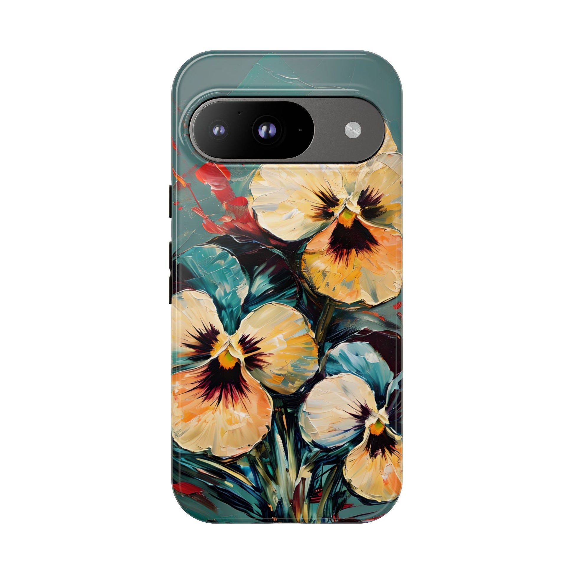 Golden Pansy Cascade Tough Case for Google Pixel 9- Floral Artistic Shockproof Cover, Elegant Protective Phone Case