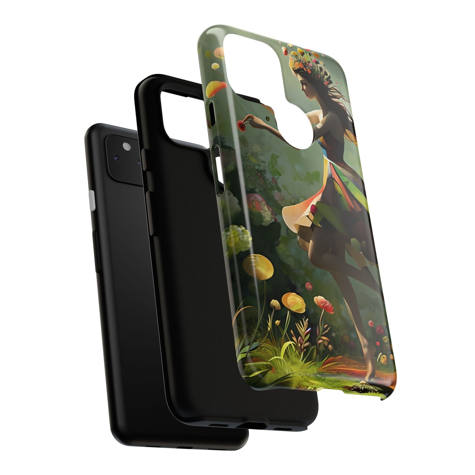 Dancing Wildflower Muse Google Pixel 4a 5G Tough Case - Artistic Floral Fantasy Cover - Whimsical Nature-Inspired Protective Accessory