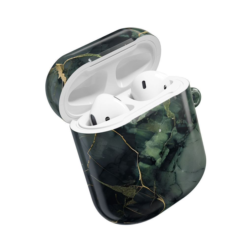 Verdant Vein AirPod Case - Green Marble Earbud Cover for Gen 1, 2, 3, Pro Gen 1 & 2