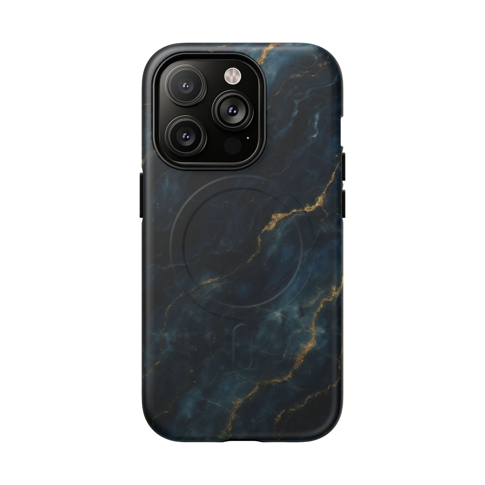 Midnight Marble MagSafe iPhone 14 Pro Case - Deep Blue Marble Design Shockproof Cover