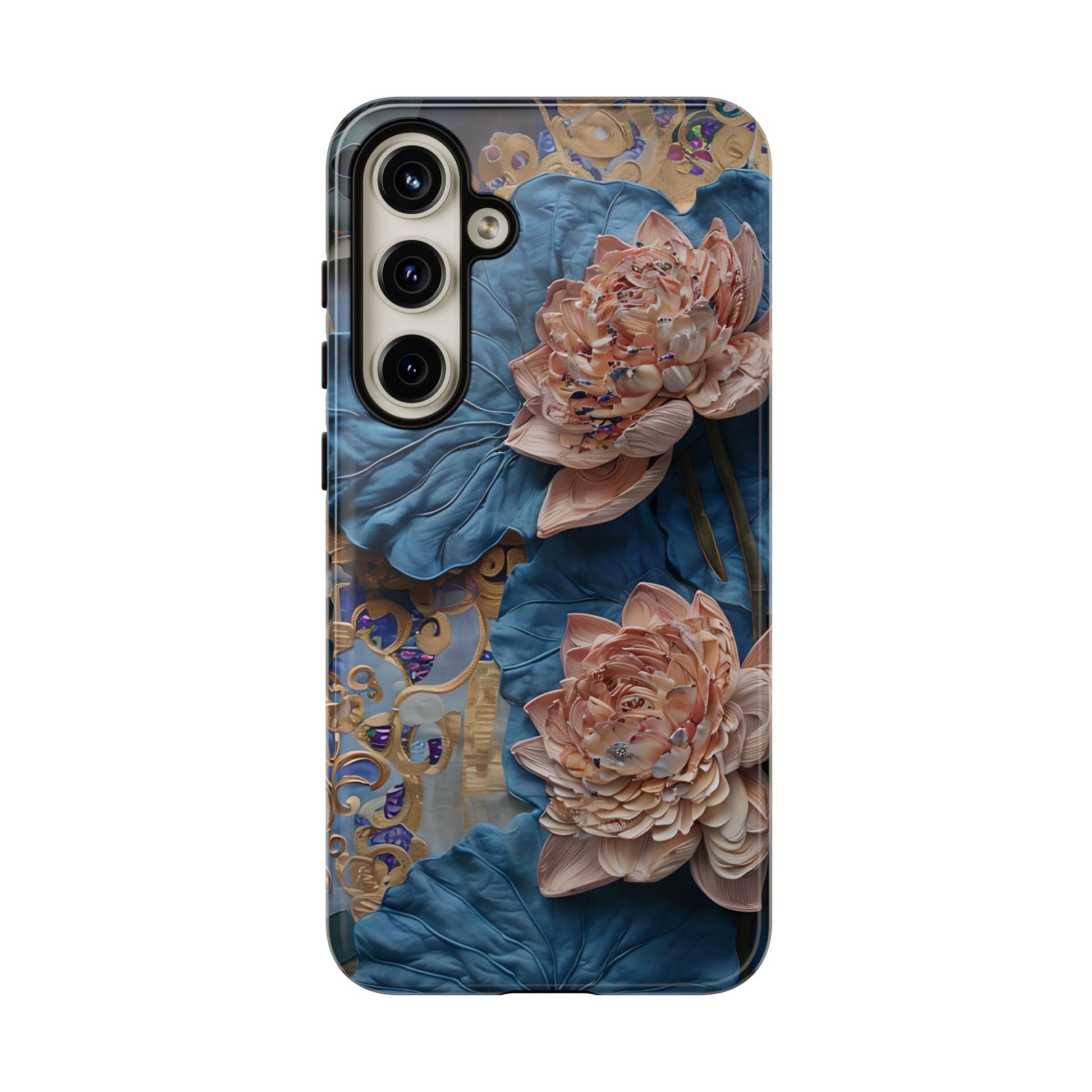 Peony Midnight Tapestry - Samsung Galaxy S24 Plus - Elegant Blue & Blush Artful Phone Cover