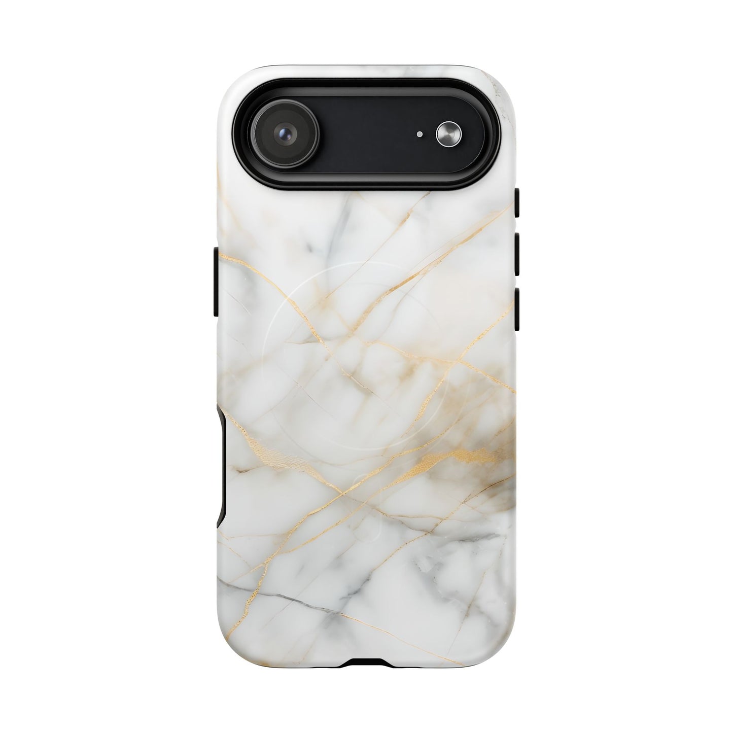 Golden Vein iPhone MagSafe Phone Case -White Neutral Marble Design