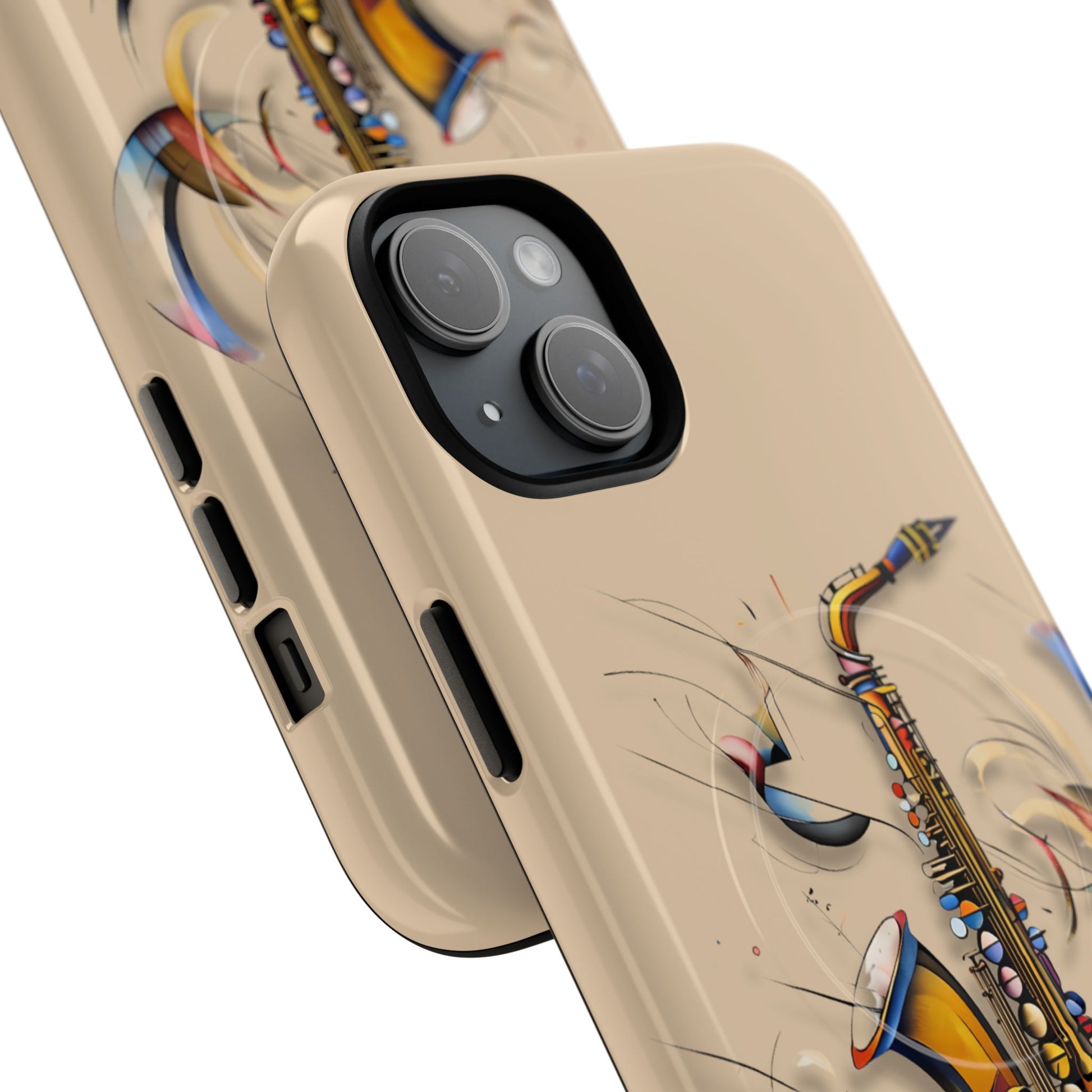 Brass Rhapsody Artistic Saxophone Music iPhone 15 Plus MagSafe Case