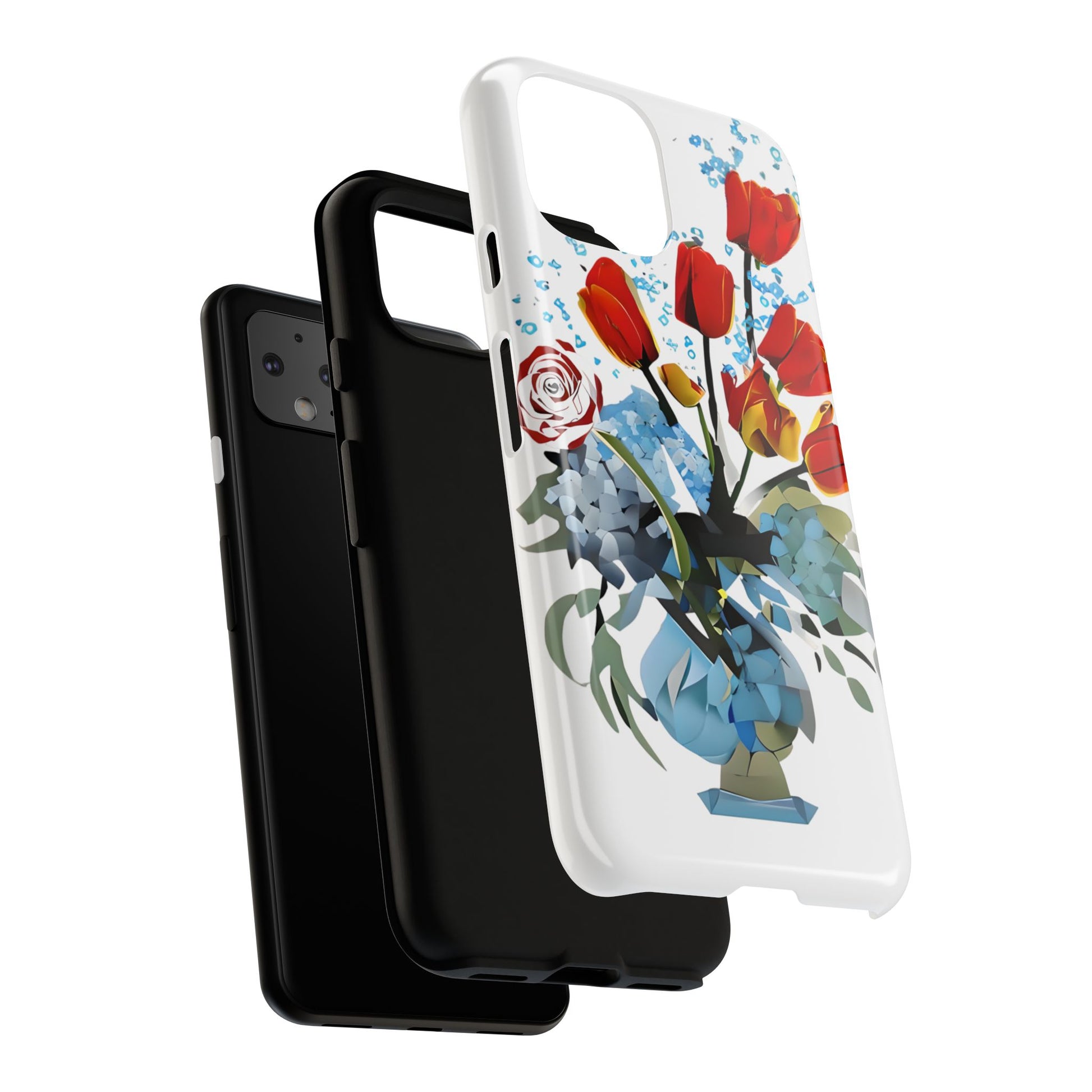 Bouquet Brilliance - Artistic Floral Google Pixel 4 Tough Phone Case - Vibrant Tulip, Rose & Hydrangea Design