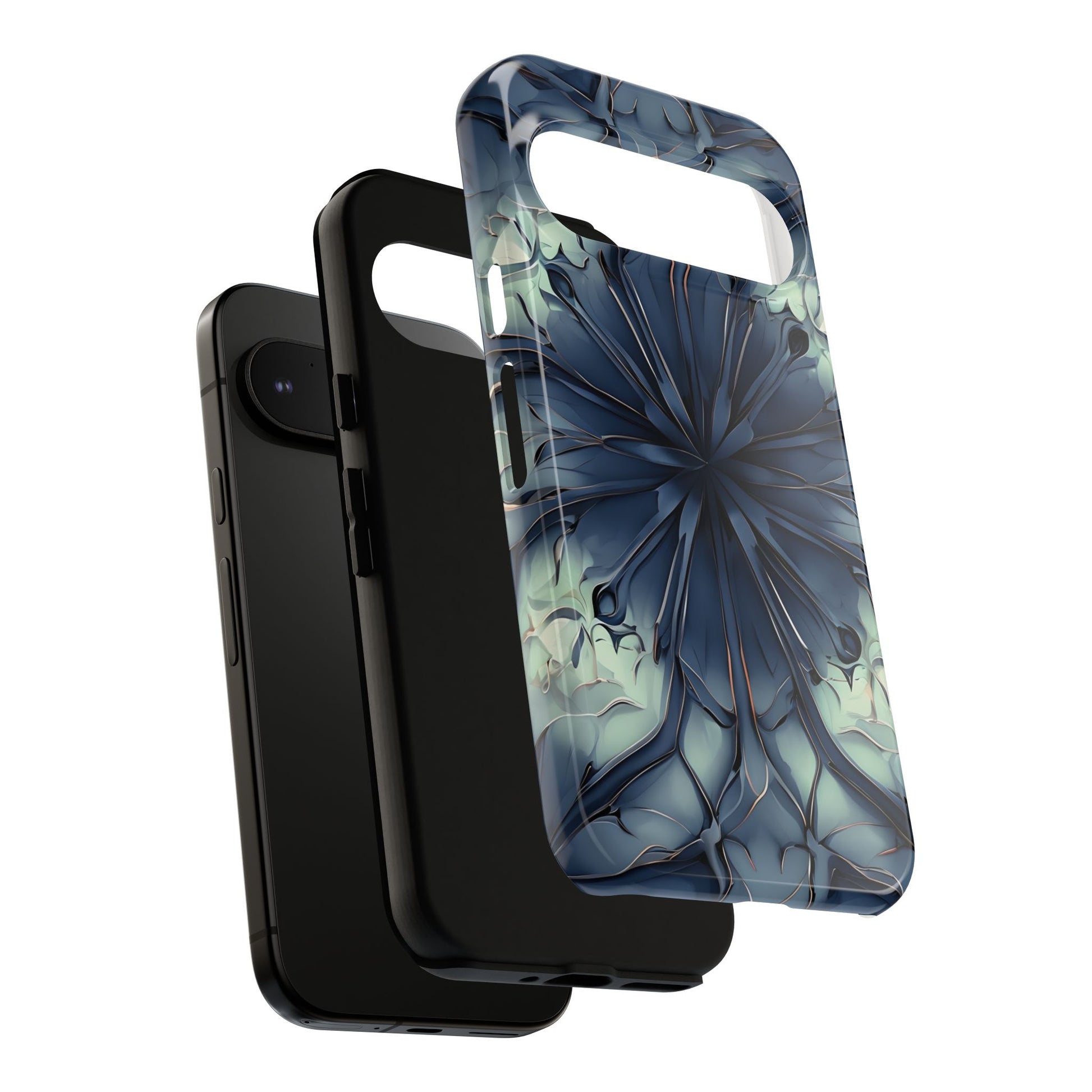 Indigo Mosaic - Artistic Kaleidoscope Collection Artistic Floral - Google Pixel 9 Pro Tough Phone Case - Bold Blue Symmetrical Design