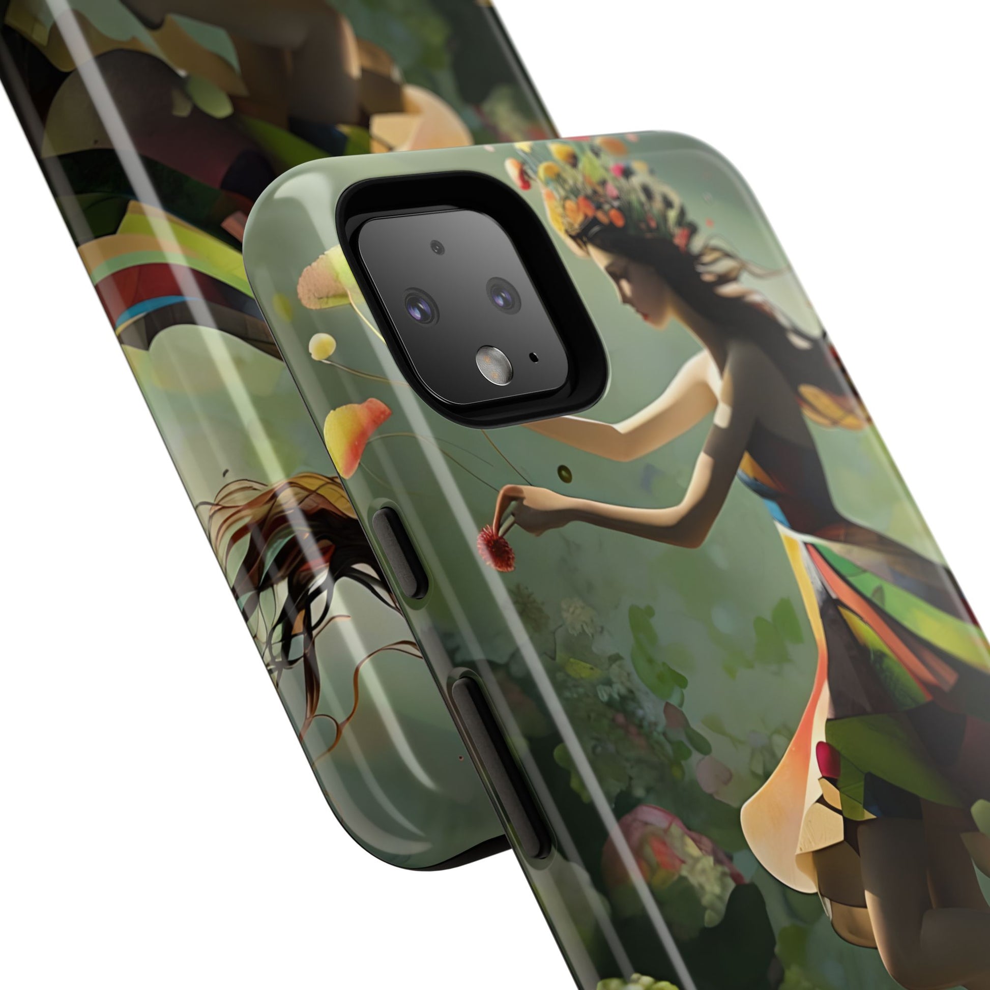 Dancing Wildflower Muse Google Pixel 4XL Tough Case - Artistic Floral Fantasy Cover - Whimsical Nature-Inspired Protective Accessory