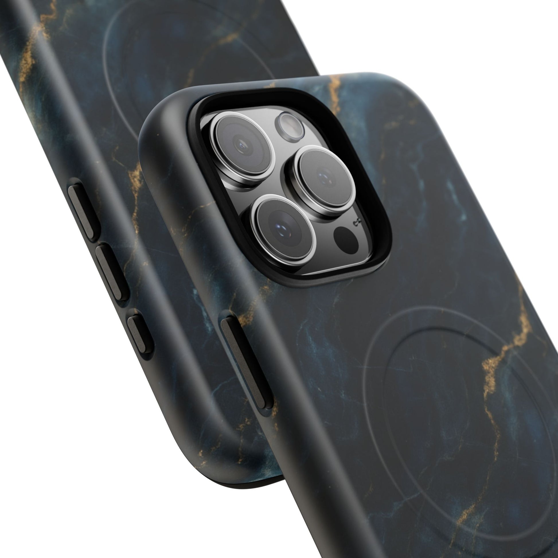 Midnight Marble MagSafe iPhone 16 Pro Max Case - Deep Blue Marble Design Shockproof Cover