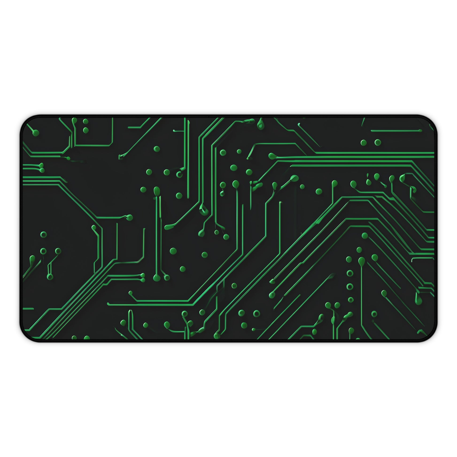 Green Circuit Grid desk mat featuring futuristic green circuit board pattern