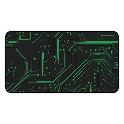 Green Circuit Grid desk mat featuring futuristic green circuit board pattern