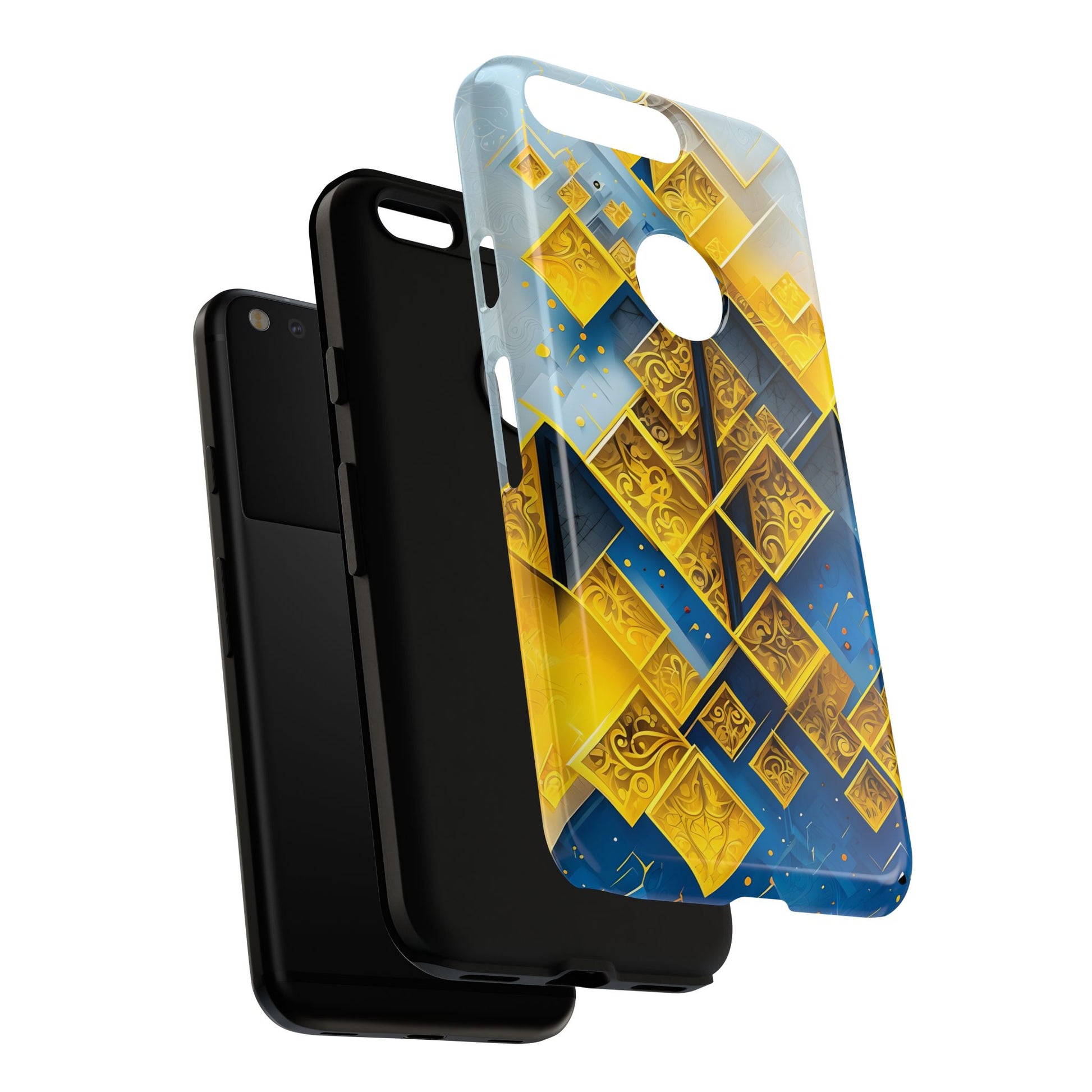 Golden Ascent Luxe Geometric Google Pixel Tough Case - Elegant Abstract Gold Design