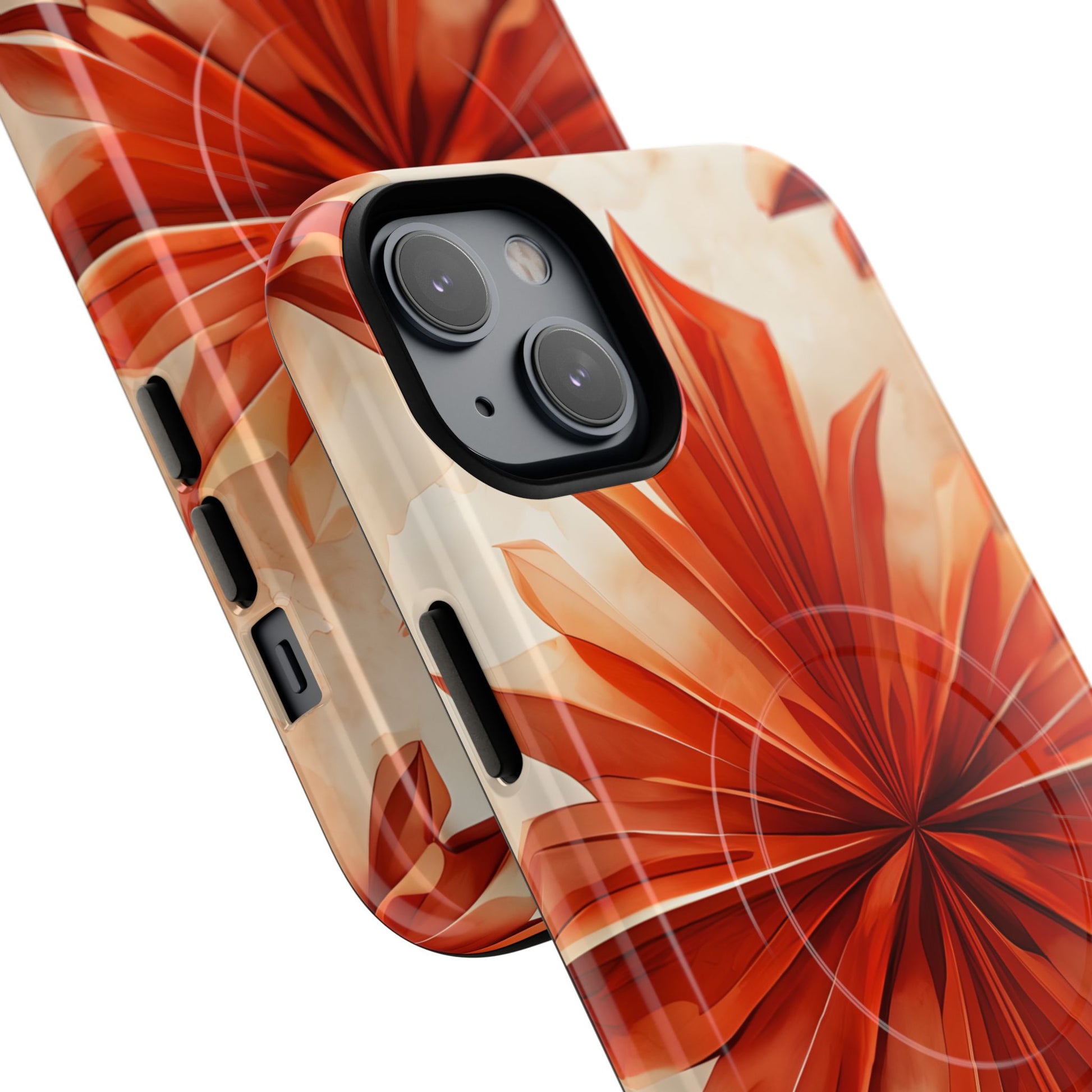 Sunset Fleur iPhone 14 Plus - Kaleidoscope Collection of MagSafe Compatible - Vibrant Sunset Flower Design