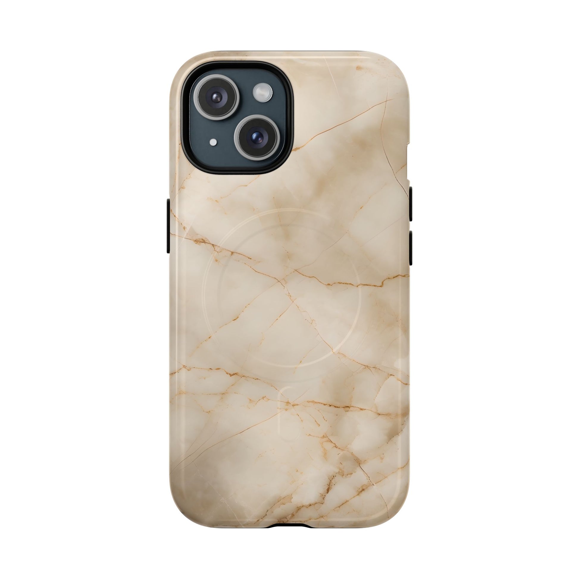 Parchment Mist - iPhone 15 MagSafe Phone Case - Neutral Beige Marble Design