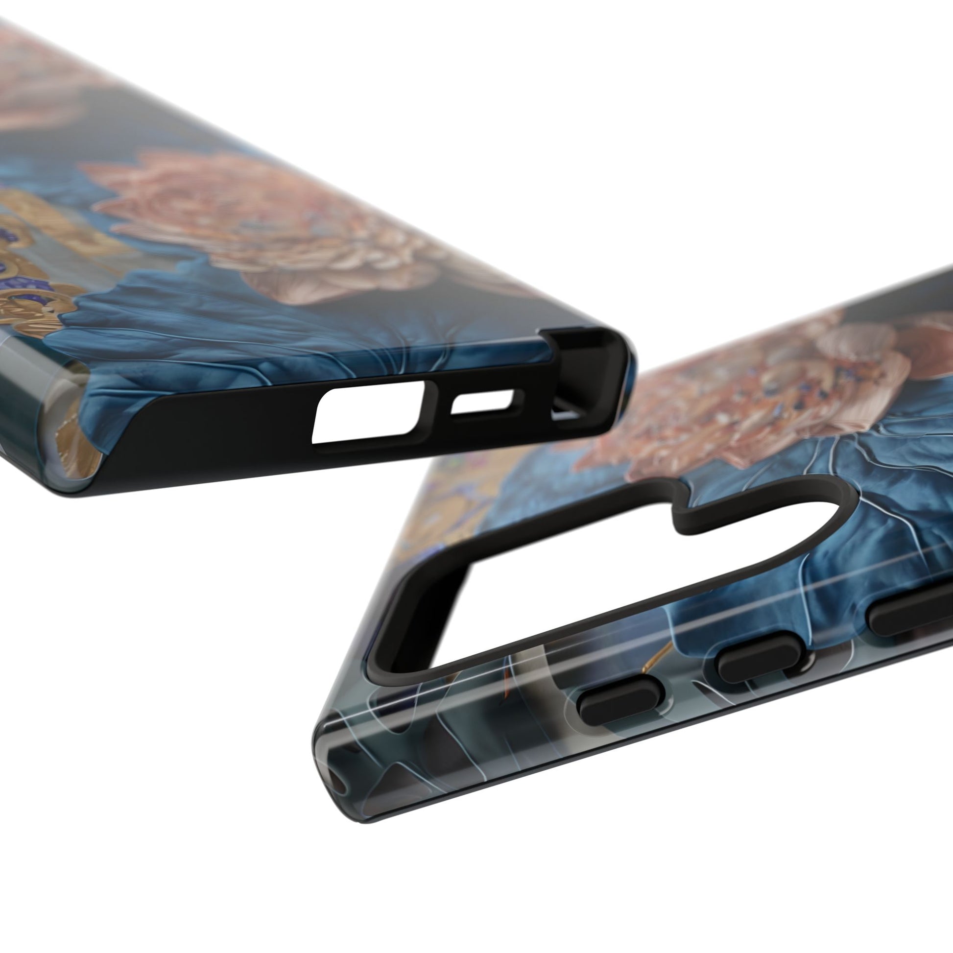 Peony Midnight Tapestry - Samsung Galaxy S24 Ultra - Elegant Blue & Blush Artful Phone Cover
