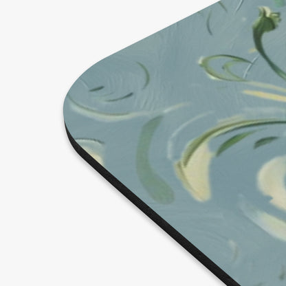 Close-up of Golden Dahlia Trio mouse pad showing printed dahlia floral detail