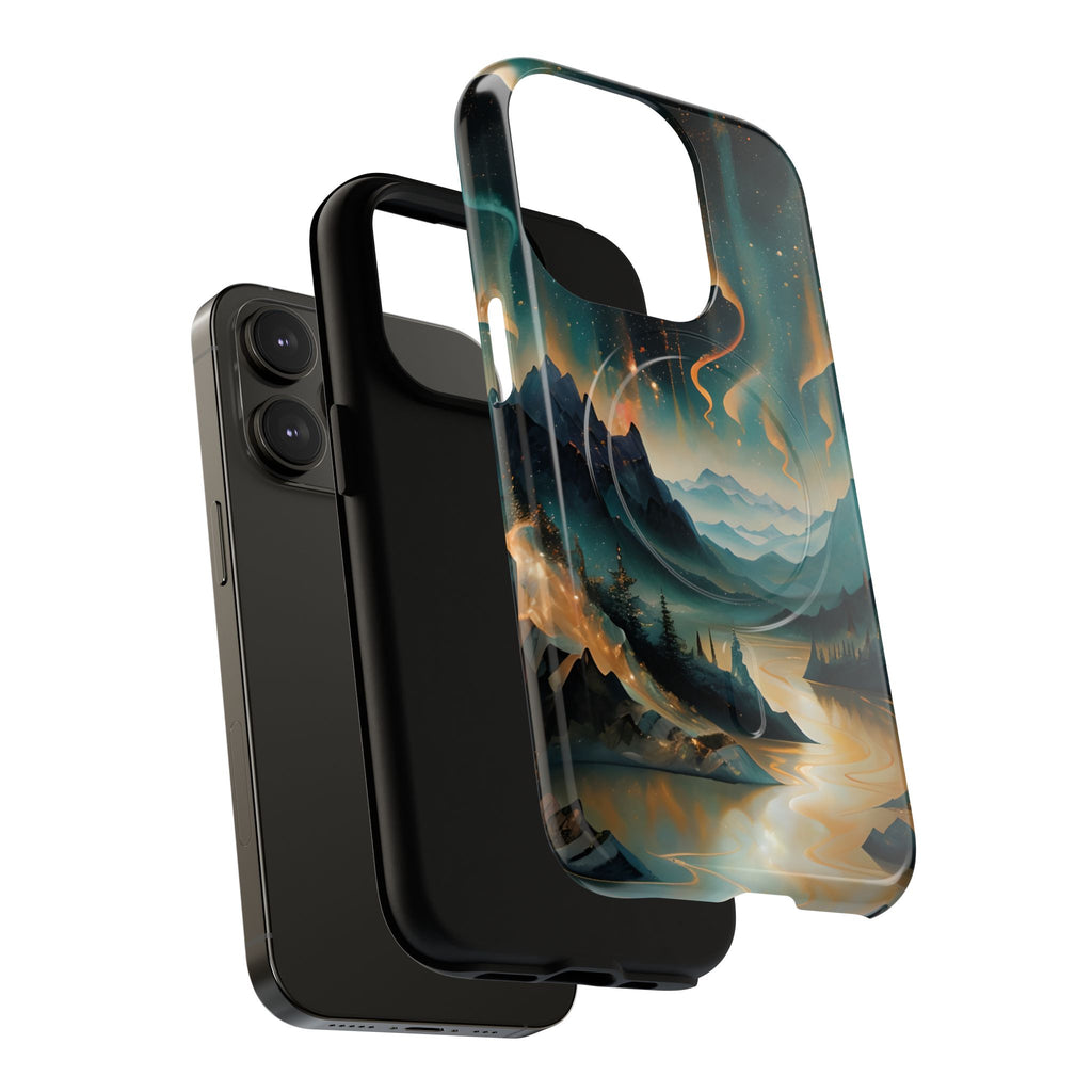Aurora Dreamscape iPhone 14 Pro Case – Northern Lights Art, MagSafe Compatible, Tough Shockproof Cover