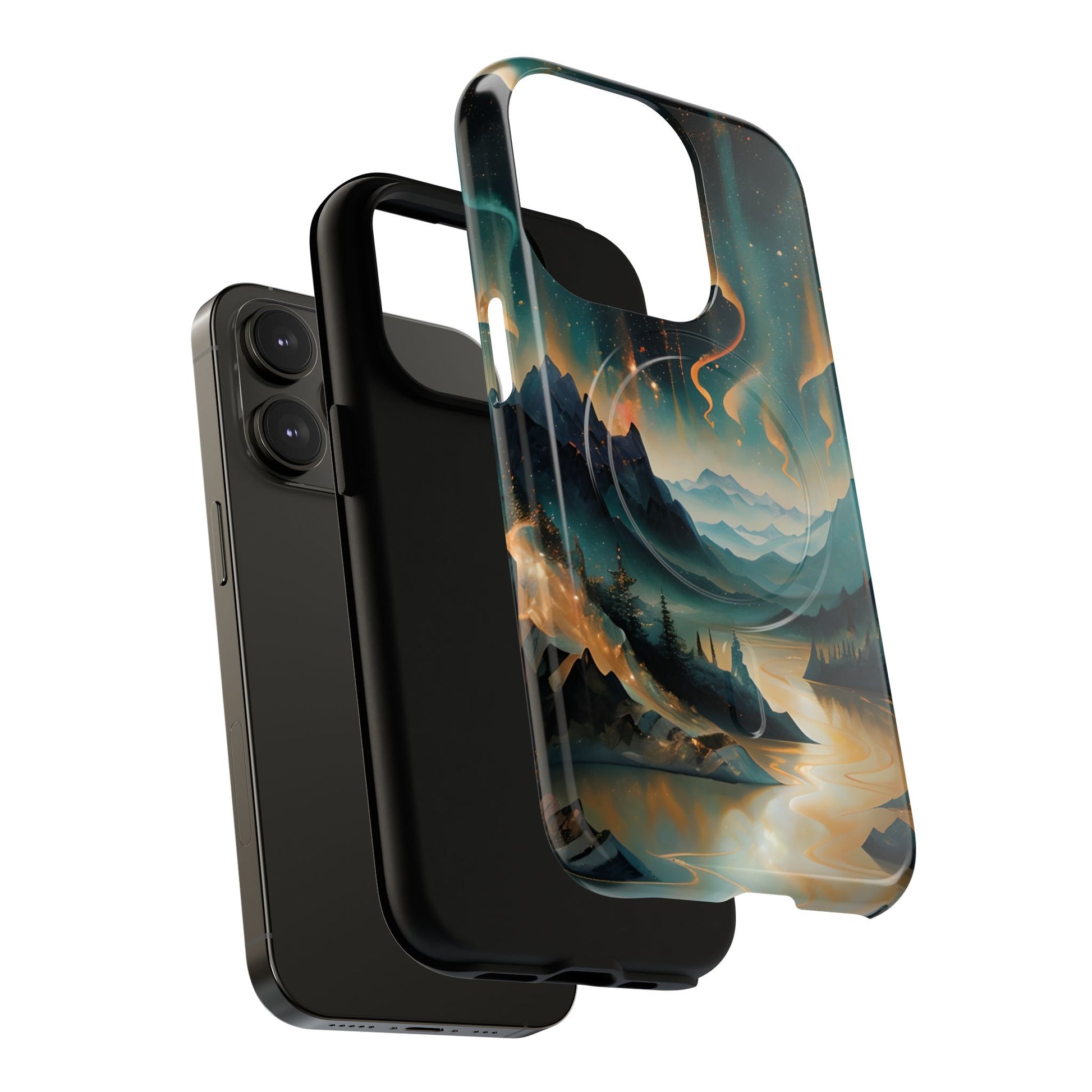 Aurora Dreamscape iPhone 14 Pro Case – Northern Lights Art, MagSafe Compatible, Tough Shockproof Cover