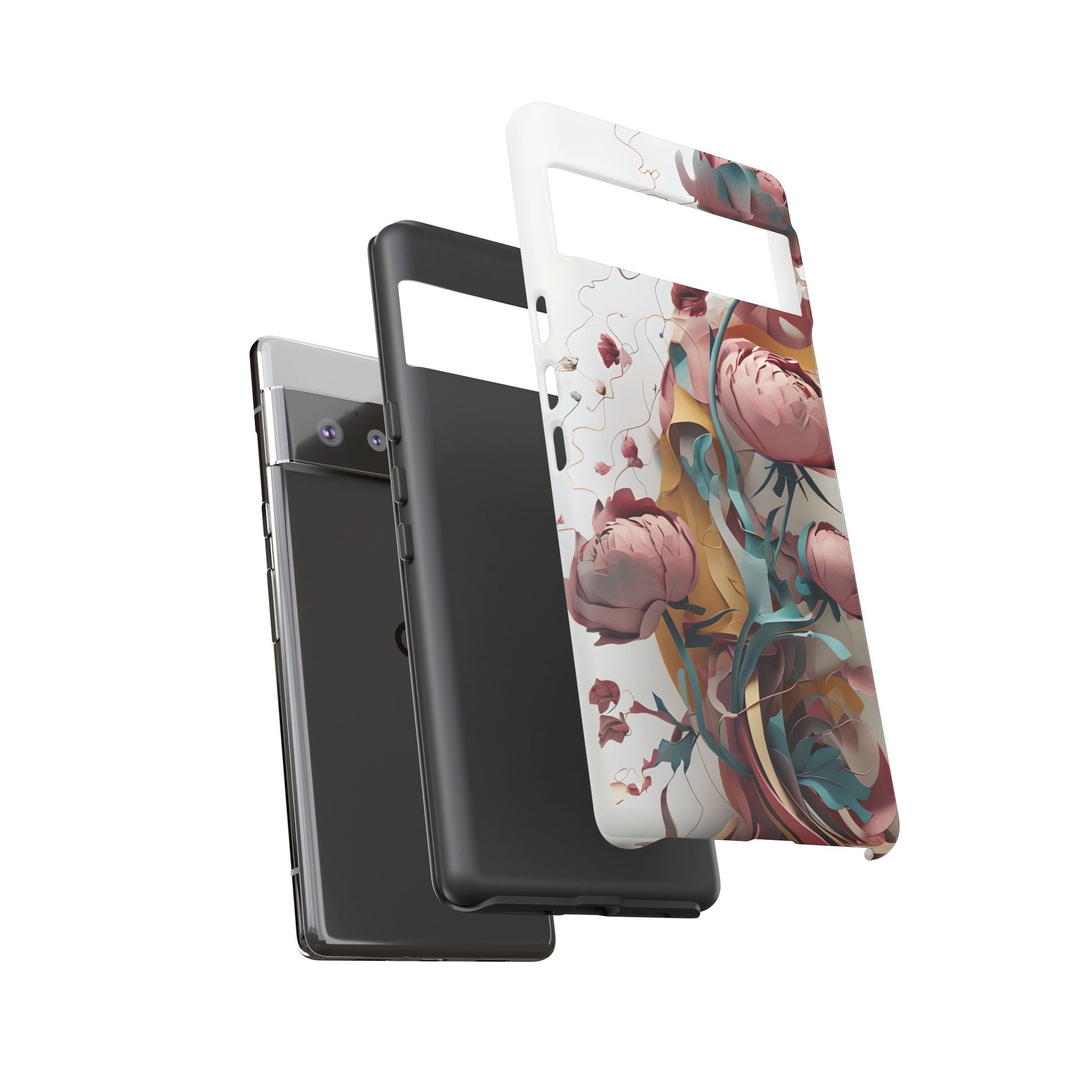 Blushing Peony Veil - Elegant Painterly Floral Google Pixel 6 Pro Tough Phone Case - Soft Blush & Teal Peony Design