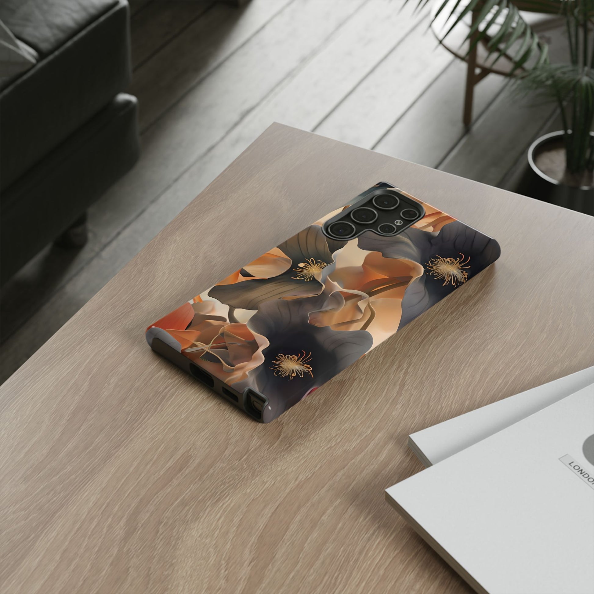 Autumn Ember - Moody Floral Art Samsung Galaxy S22 Ultra Tough Phone Case - Warm Earthy Botanical Design