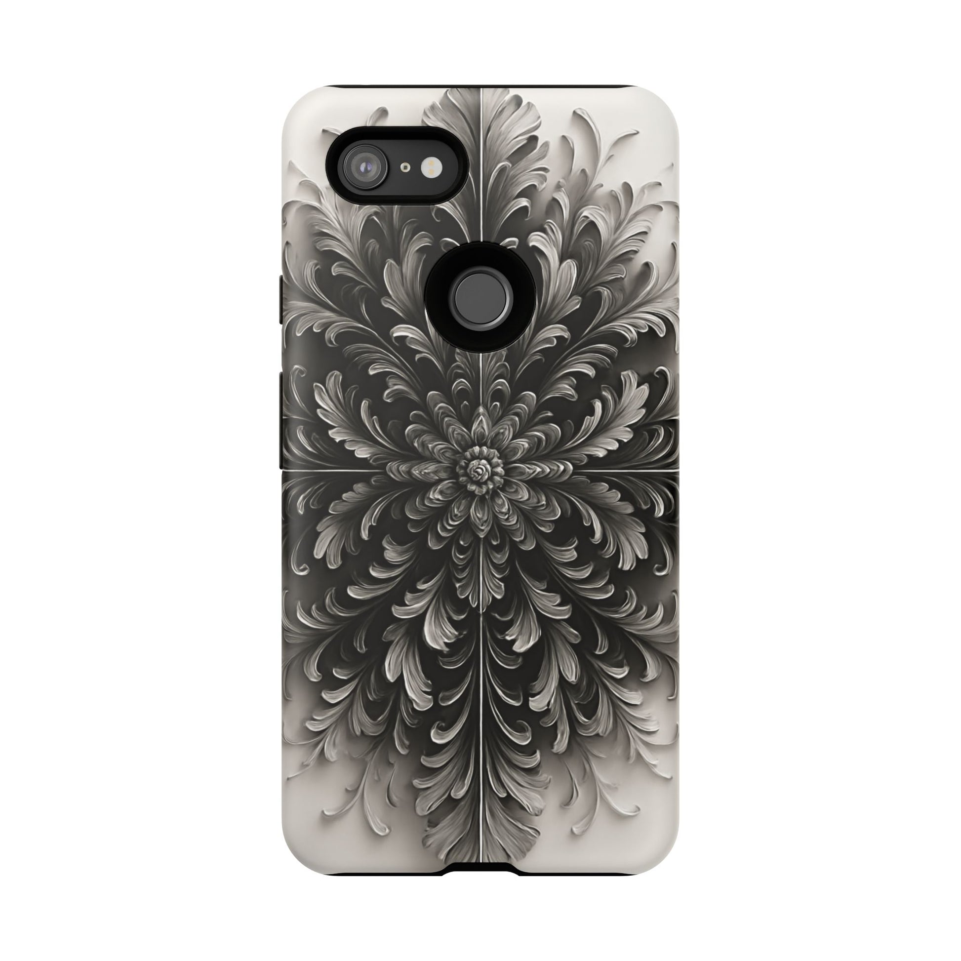 Obsidian Bloom - Elegant Black & White Google Pixel 3XL Phone Case - Intricate Mandala Flower Design