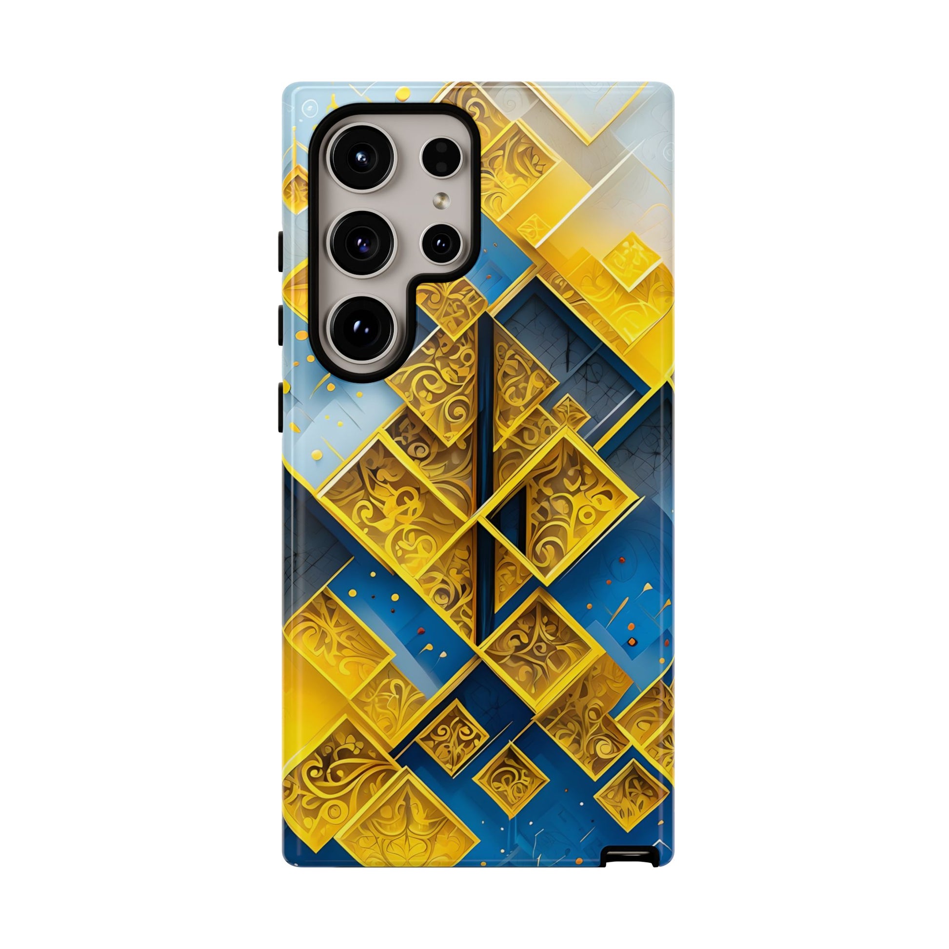Golden Ascent Luxe Geometric Samsung Galaxy S24 Ultra Tough Case - Elegant Abstract Gold Design