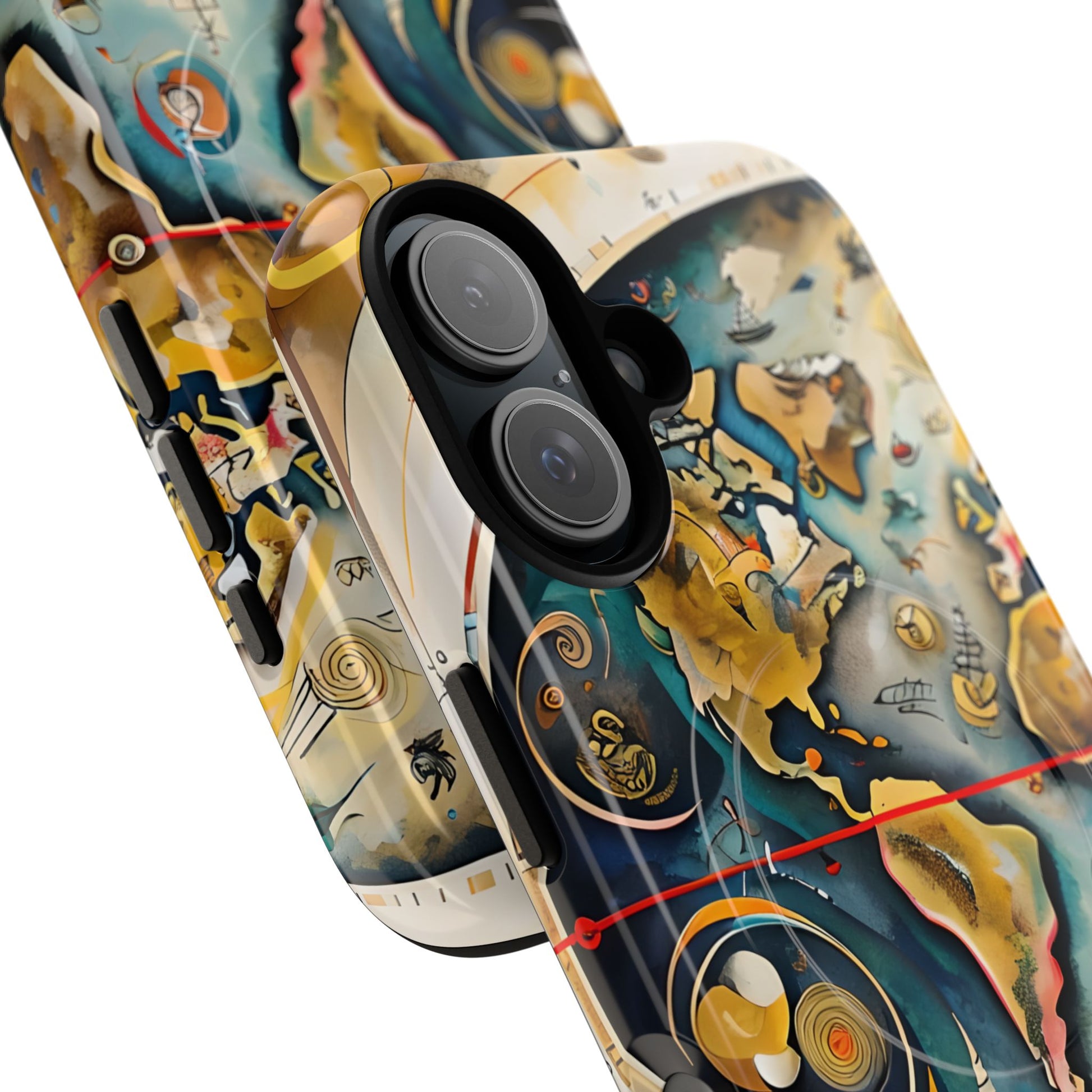 Celestial Map iPhone 16 MagSafe Phone Case -Vintage Nautical World Map, Artistic Blue & Gold