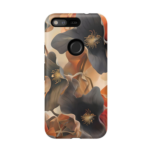 Autumn Ember - Moody Floral Art Google Pixel Tough Phone Case - Warm Earthy Botanical Design