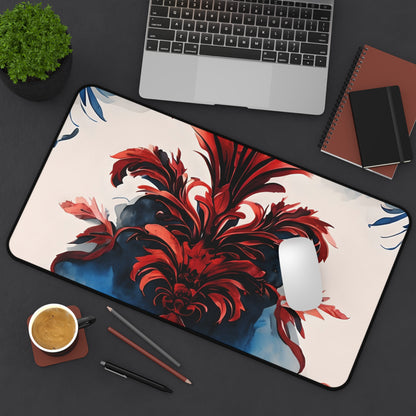 Crimson Plume Desk Mat - Premium Office Desk Pad, 3 Sizes Available, Artistic Workspace Protection