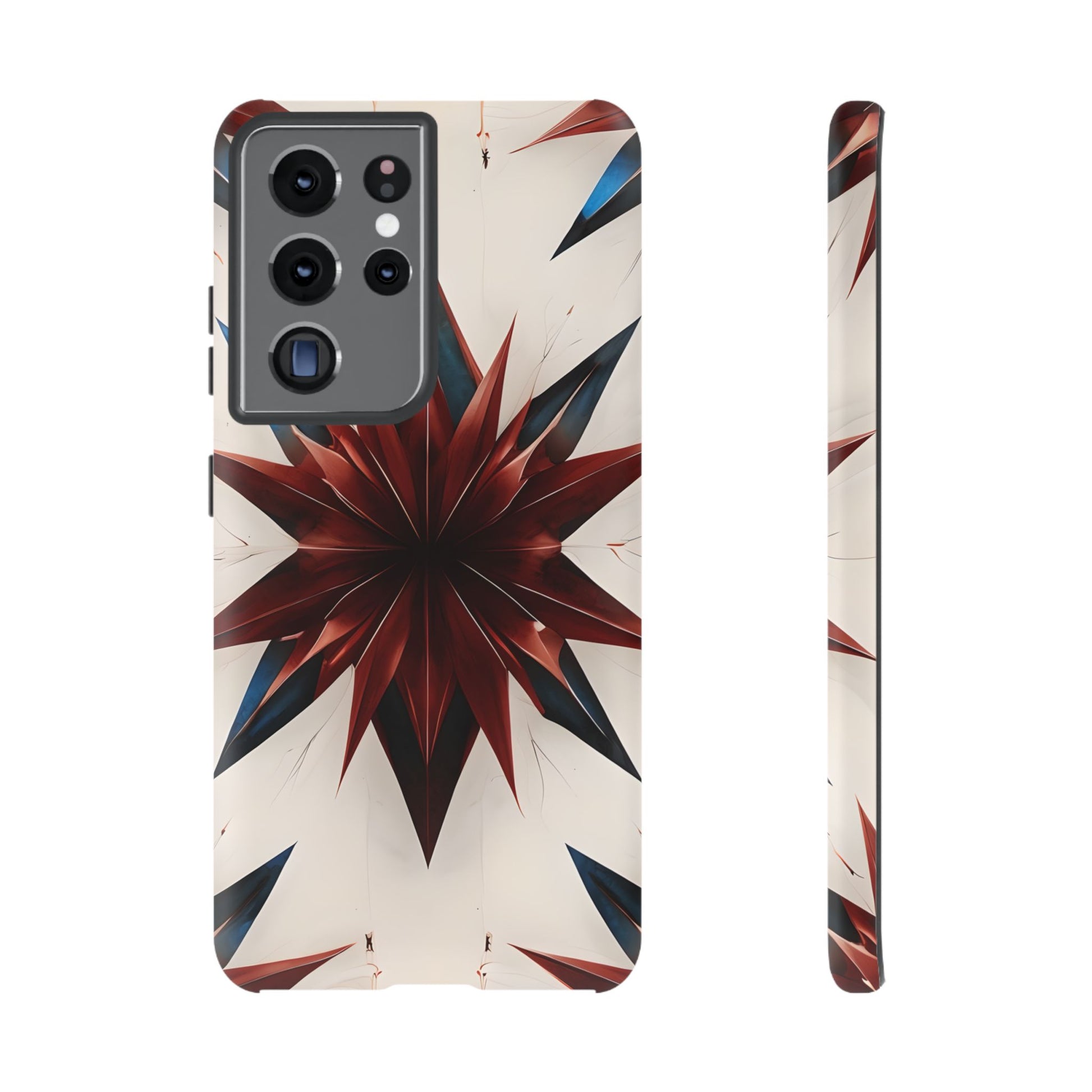 Garnet Starburst - Kaleidoscope Collection Gemstone Floral - Samsung Galaxy S21 Ultra Tough Phone Case - Floral Burst Design