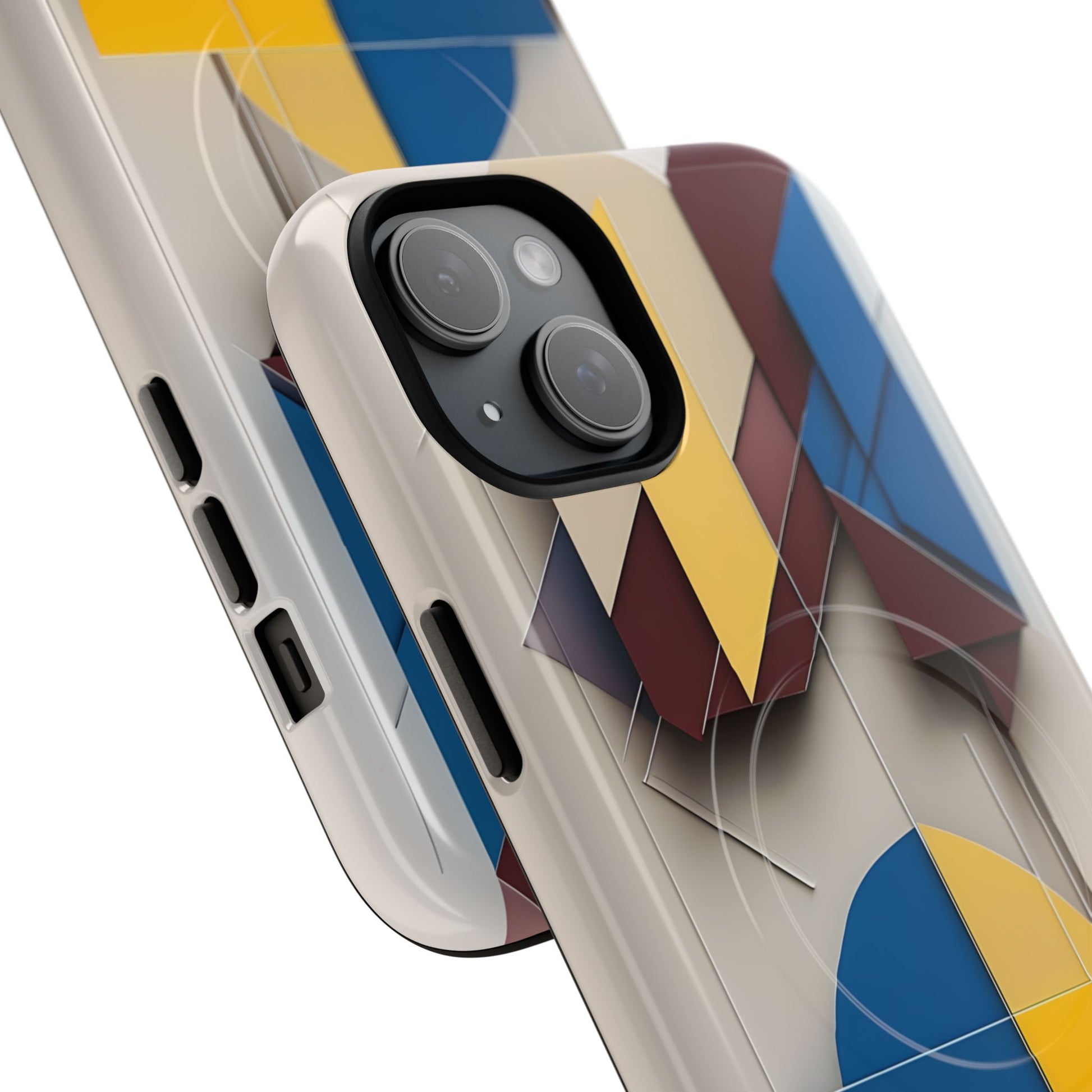 Chromatic Construct iPhone 15 Plus MagSafe Phone Case -Modern Geometrical Design, Primary Colors