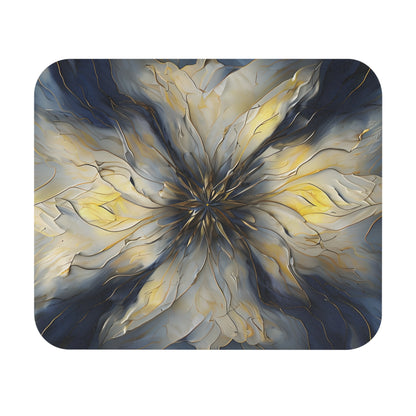 Luminous Petal mouse pad featuring glowing golden petal mandala design