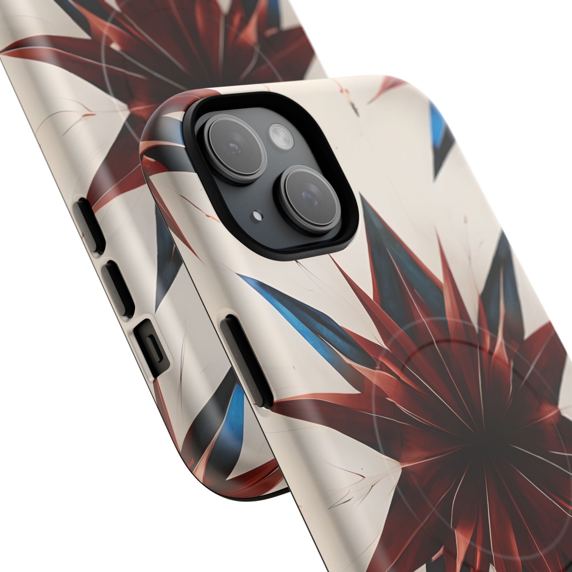 Garnet Starburst - Kaleidoscope Collection Gemstone Floral - iPhone 15 Plus MagSafe Phone Case -Floral Burst Design