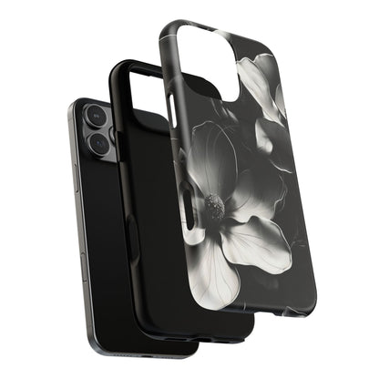 Monochrome Magnolia - Elegant Black & White Floral iPhone MagSafe Phone Case - Artistic Magnolia Design