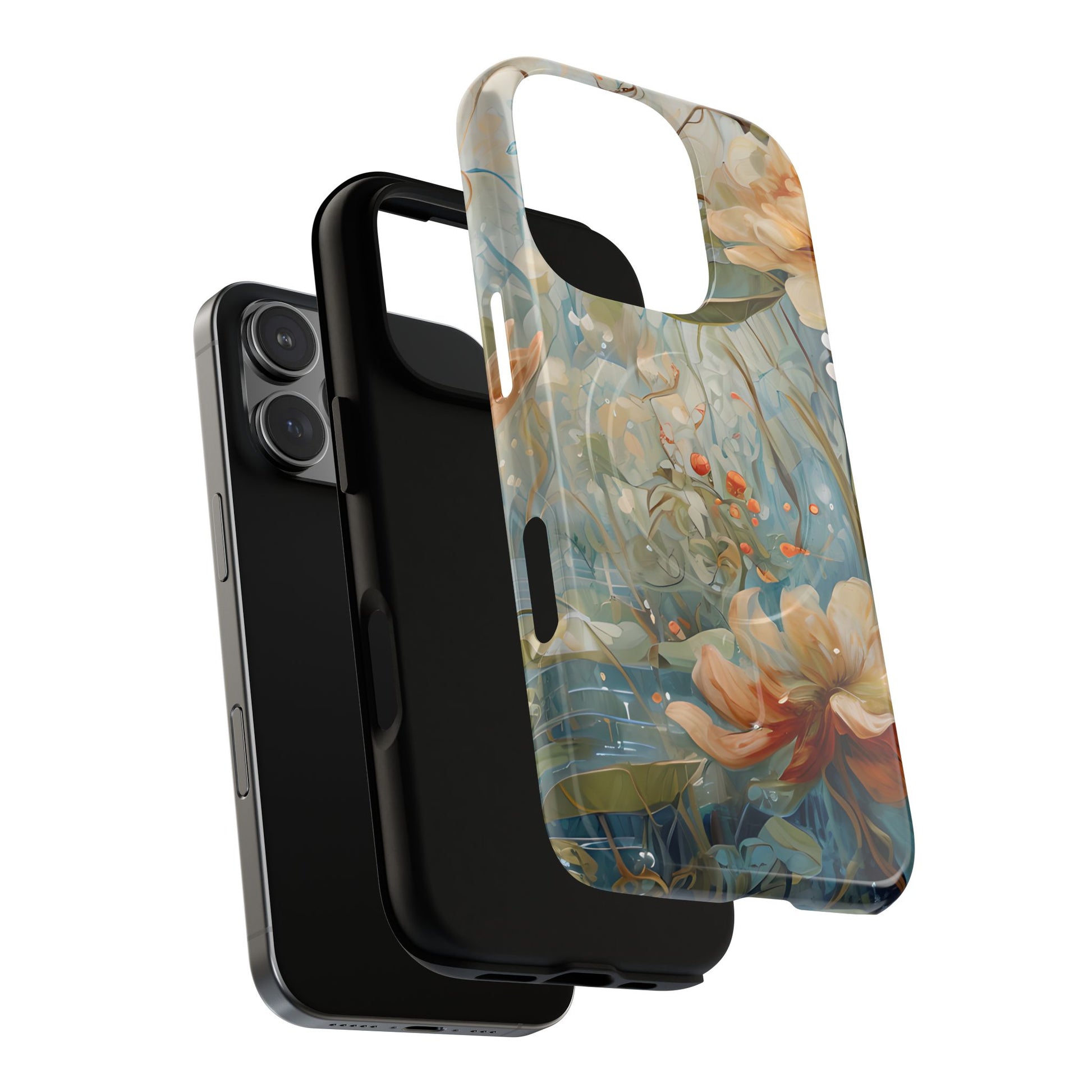 Waterlily Dreamscape - Artistic Floral iPhone 16 Pro MagSafe Phone Case -Waterlily & Lotus Design