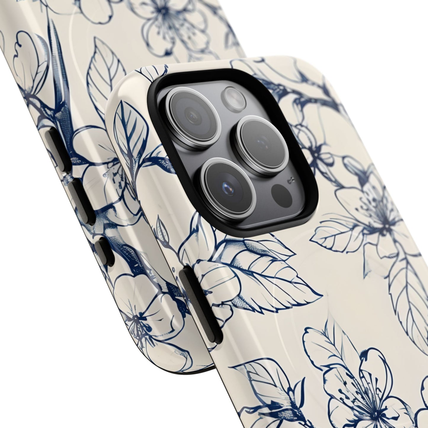 Blossom Sketch - Artistic Blue Floral - iPhone MagSafe Phone Case - Botanical Design