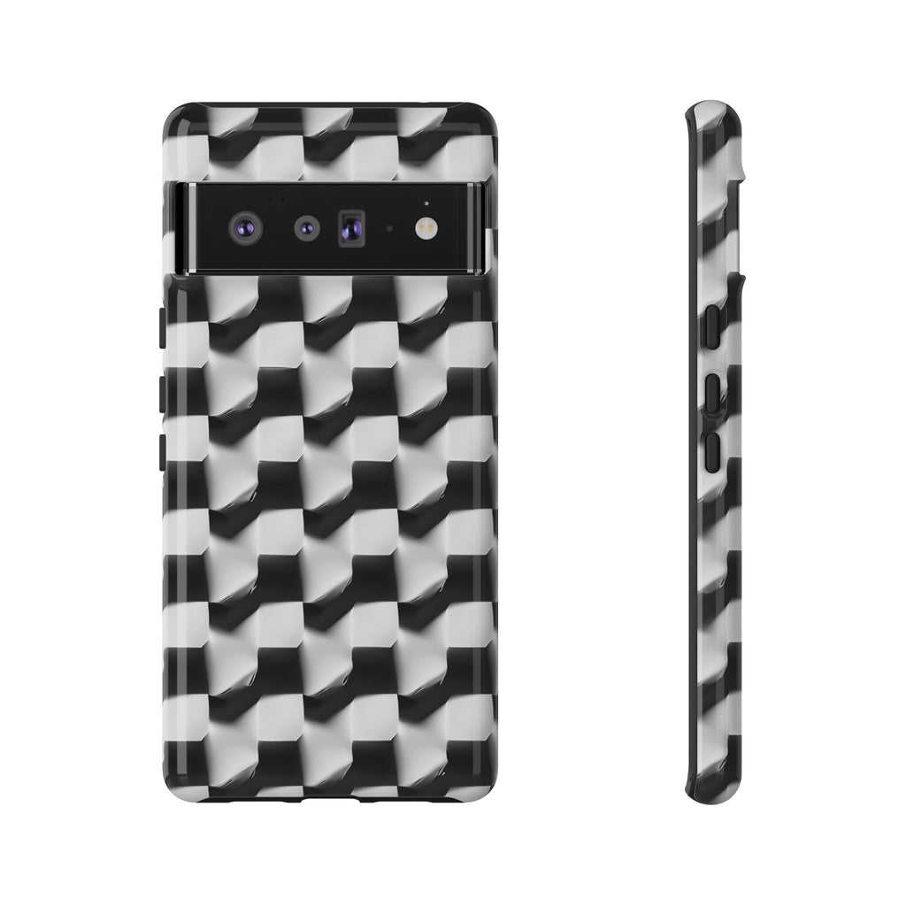 Monochrome Grid Tough Case for Google Pixel 6 Pro - Classic Checkerboard, Black & White, Minimalist Trend