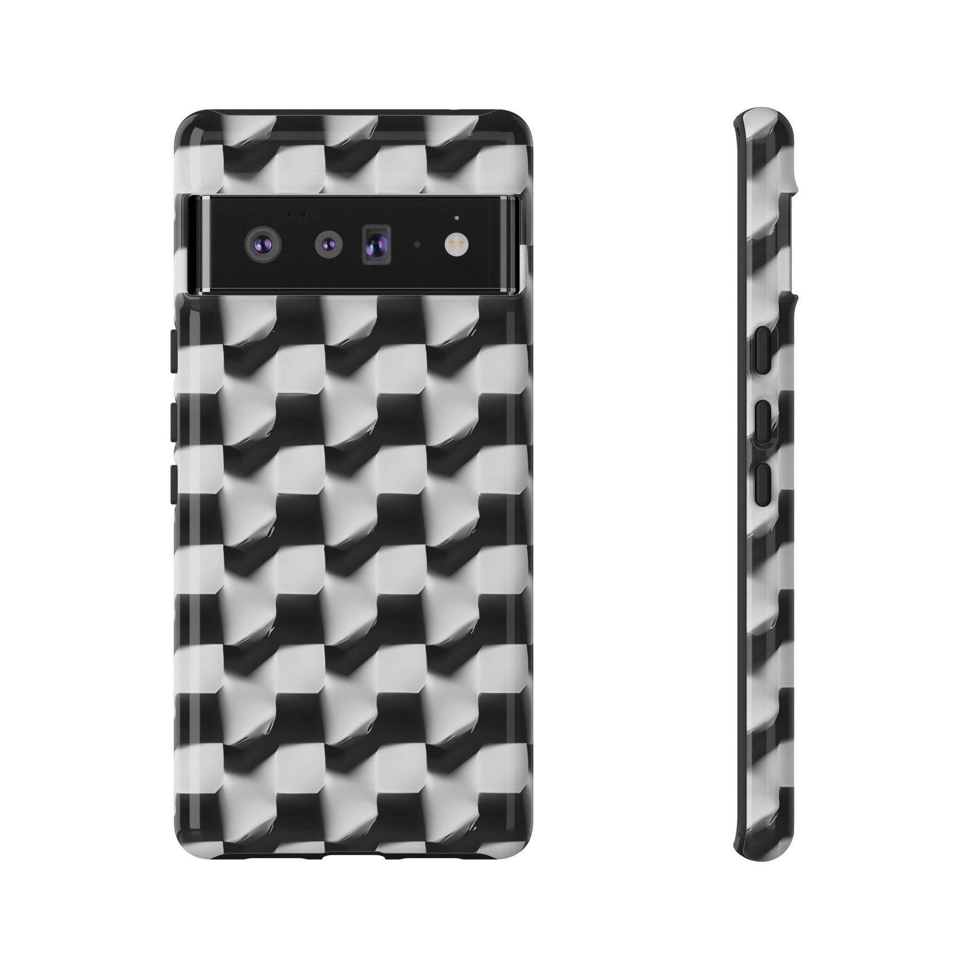 Monochrome Grid Tough Case for Google Pixel 6 Pro - Classic Checkerboard, Black & White, Minimalist Trend