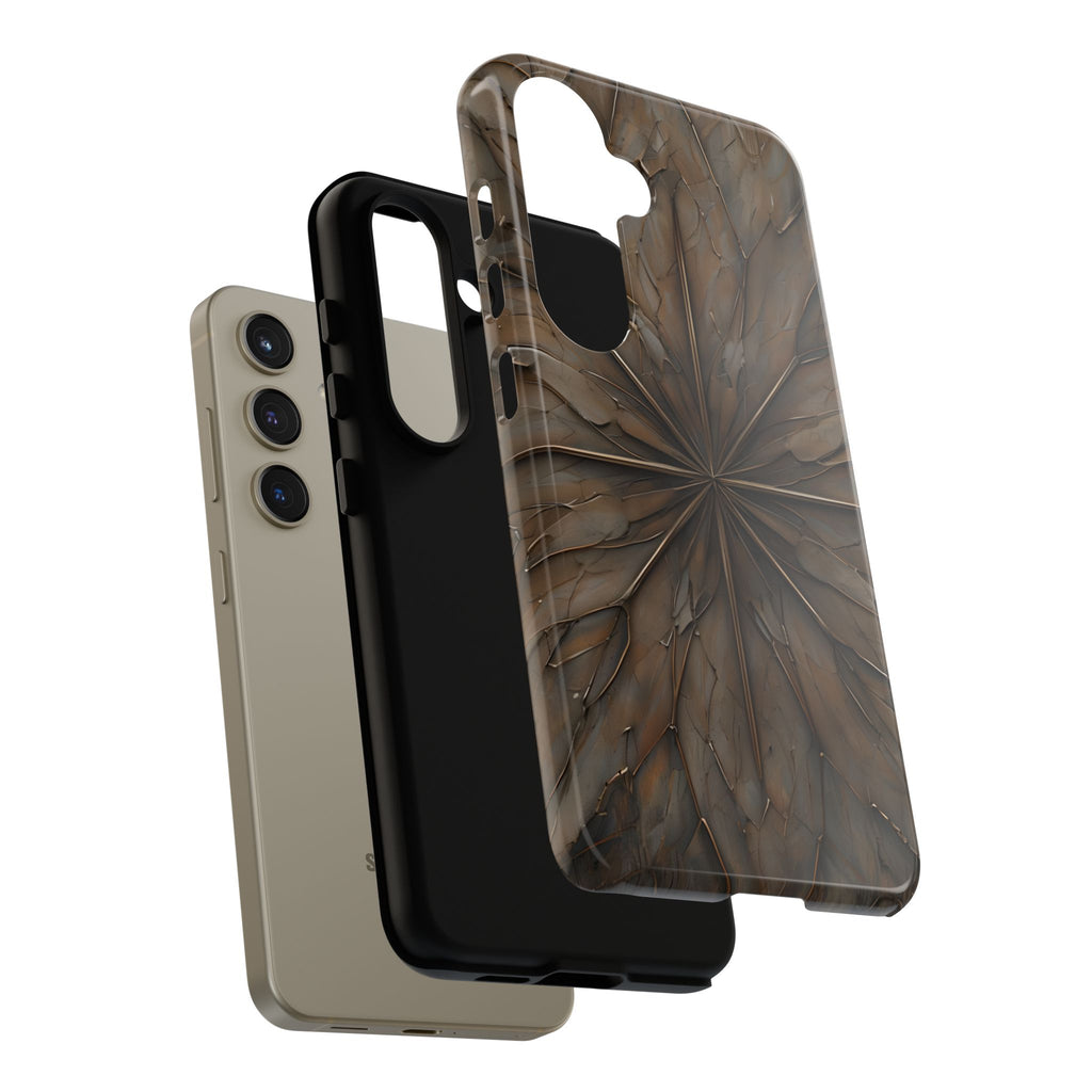 Earthstone Mandala - Kaleidoscope Collection Artistic Taupe Burst - Samsung Galaxy S24 Tough Phone Case