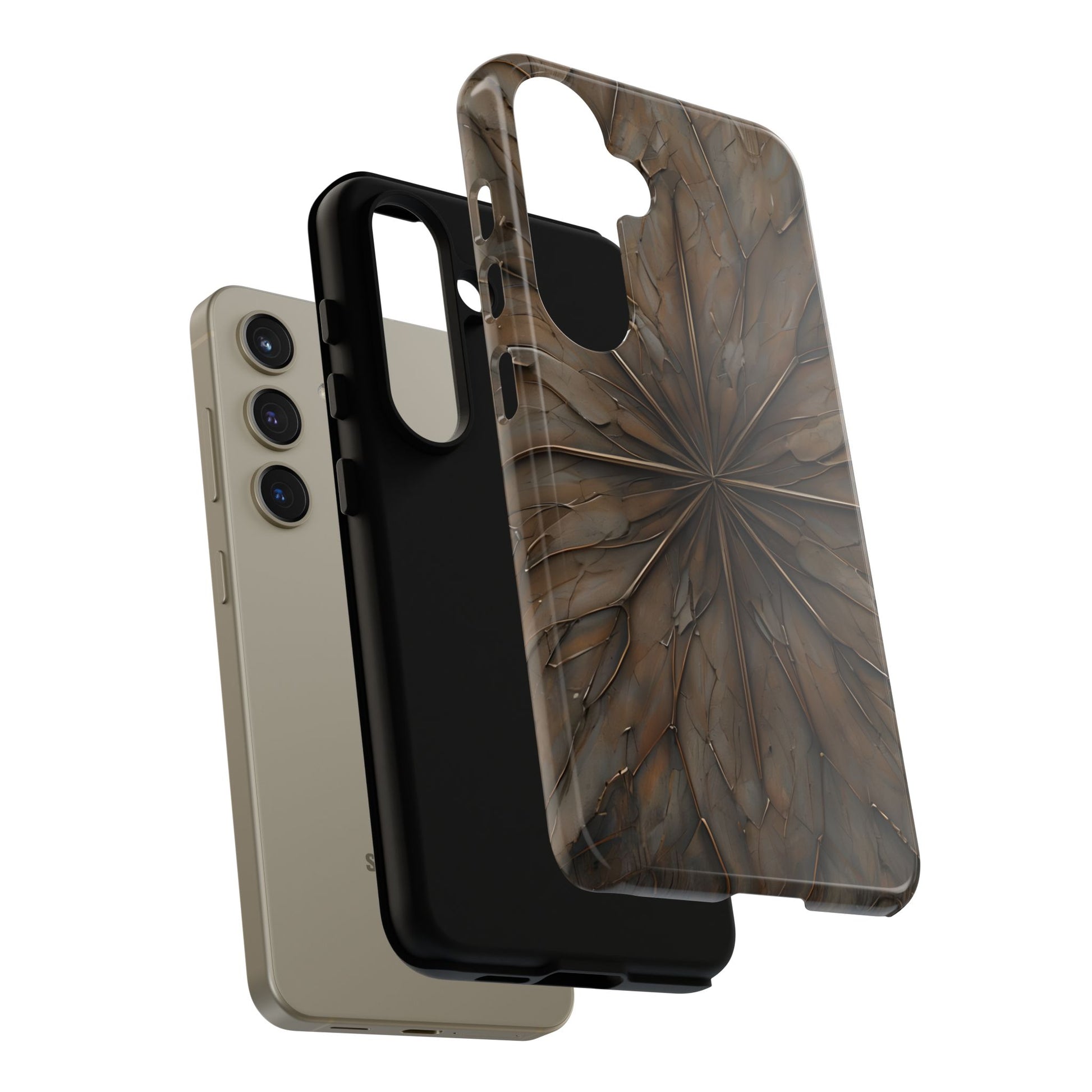 Earthstone Mandala - Kaleidoscope Collection Artistic Taupe Burst - Samsung Galaxy S24 Tough Phone Case