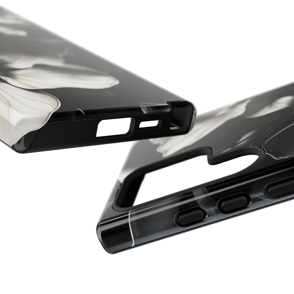 Monochrome Magnolia - Elegant Black & White Floral Samsung Galaxy S24 Ultra Tough Phone Case - Artistic Magnolia Design