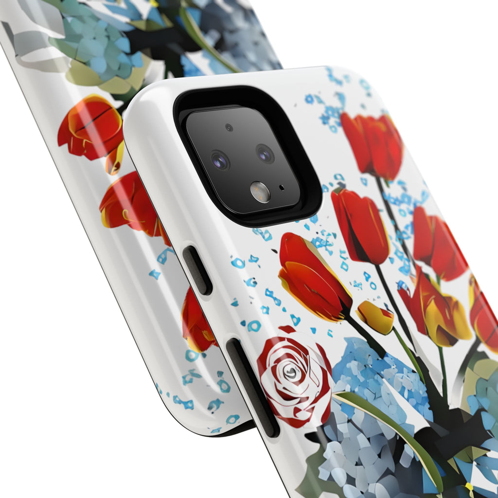 Bouquet Brilliance - Artistic Floral Google Pixel 4 Tough Phone Case - Vibrant Tulip, Rose & Hydrangea Design