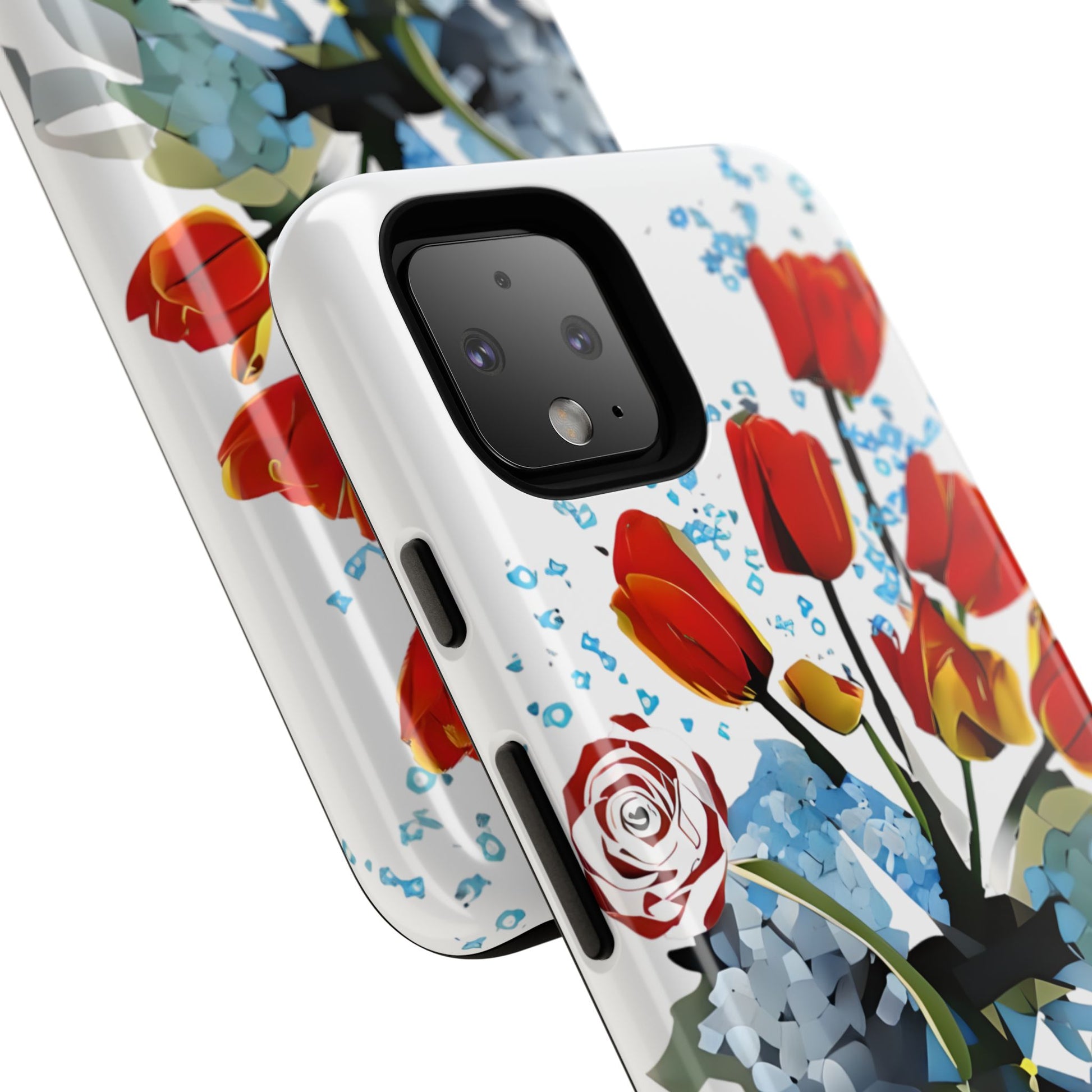 Bouquet Brilliance - Artistic Floral Google Pixel 4 Tough Phone Case - Vibrant Tulip, Rose & Hydrangea Design