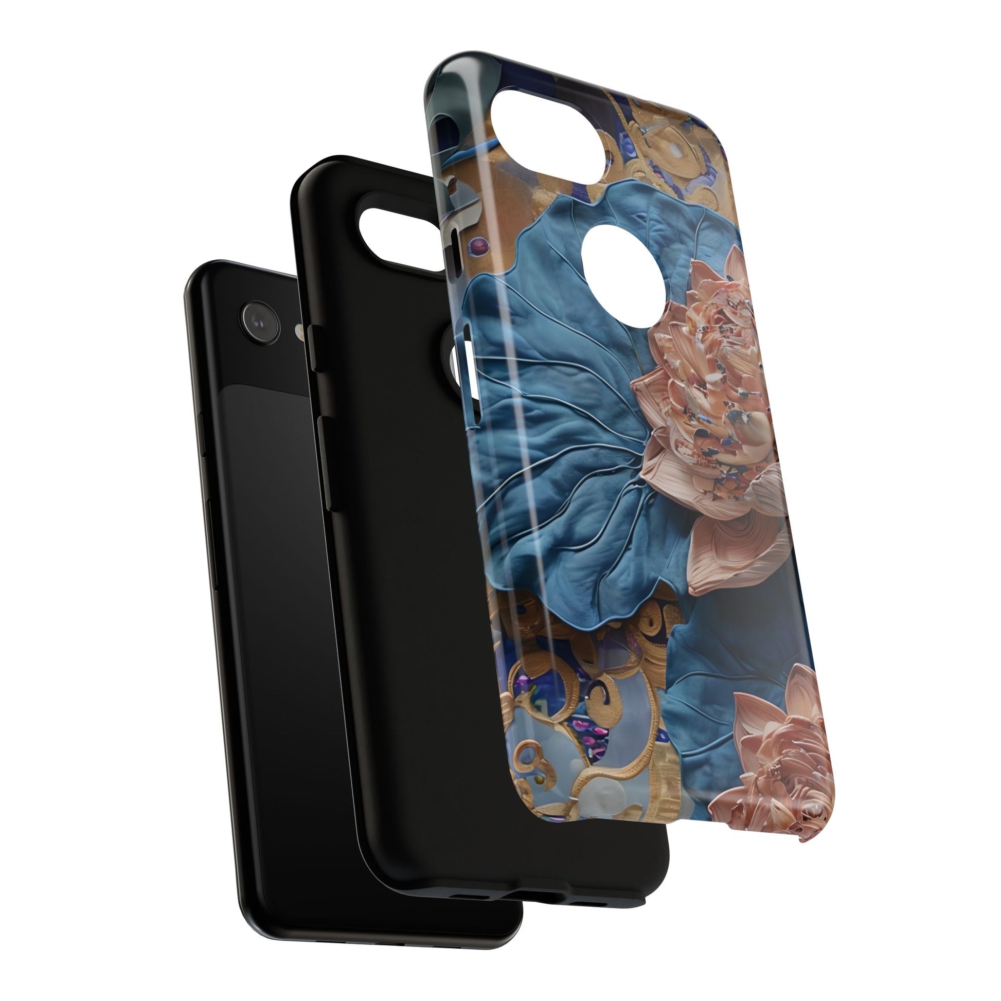 Peony Midnight Tapestry - Google Pixel 3a - Elegant Blue & Blush Artful Phone Cover
