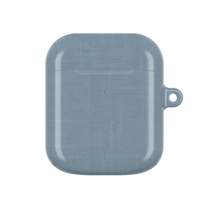 Blue Grey Linen AirPods Case - Minimalist Smooth Weave Texture Cover for Gen 1, 2, 3, Pro Gen 1 & 2