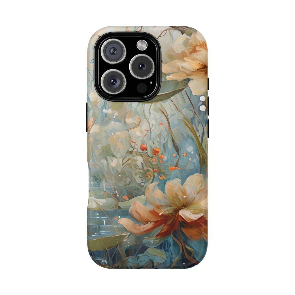 Waterlily Dreamscape - Artistic Floral iPhone 16 Pro MagSafe Phone Case -Waterlily & Lotus Design