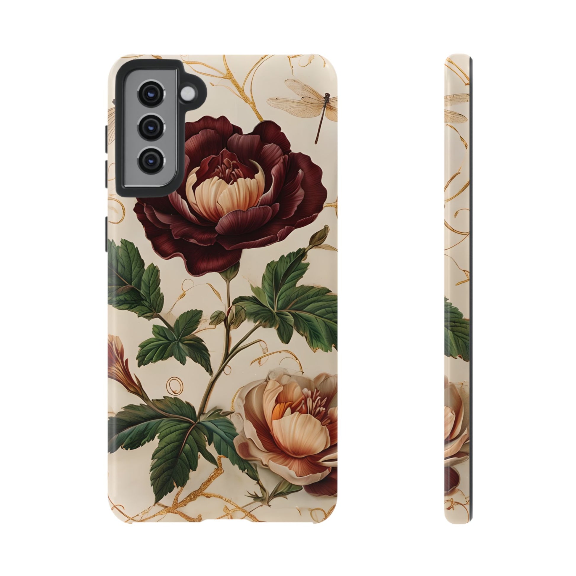 Vintage Burgundy Rose - Elegant Floral Samsung Galaxy S21 Plus Phone Case - Classic Painterly Rose Design